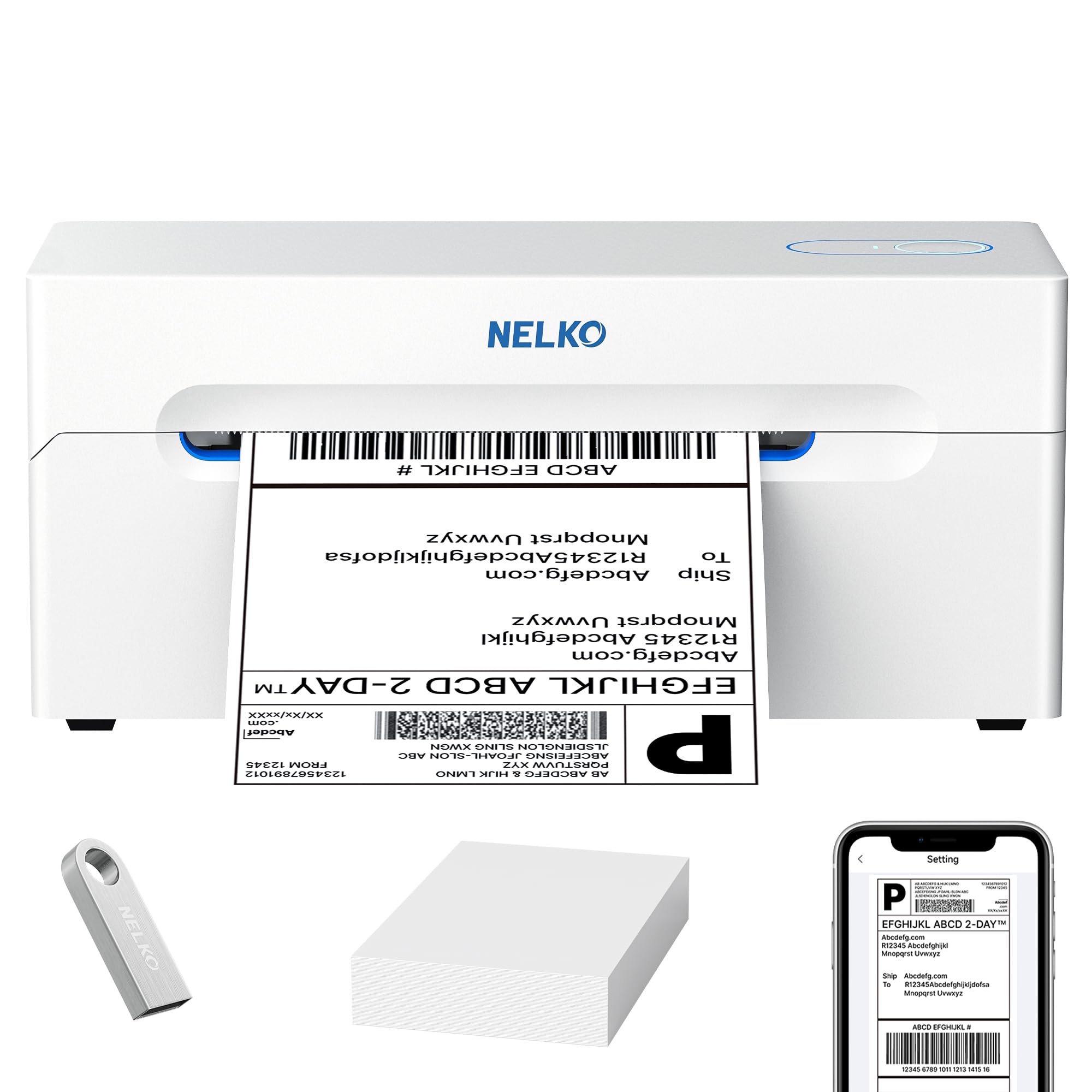 Nelko Bluetooth Thermal Shipping Label Printer, 4x6 Thermal Label Printer