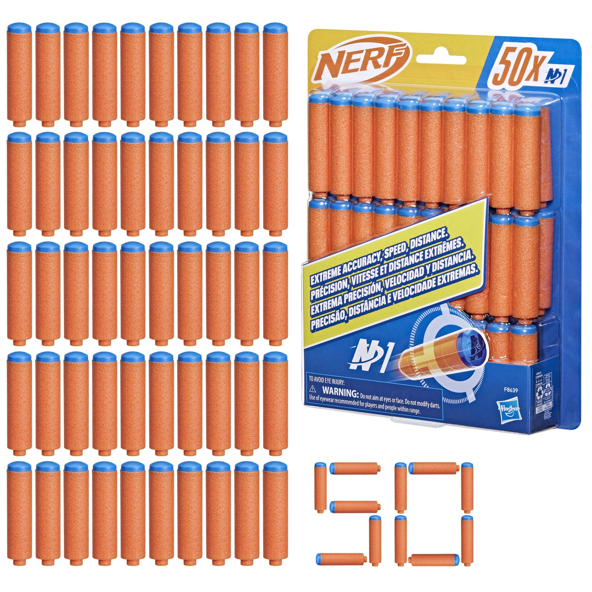 Nerf N Series N1 Darts, Includes 50 Darts, Compatible Only with Nerf N Series Blasters, Outdoor Games, Ages 8+