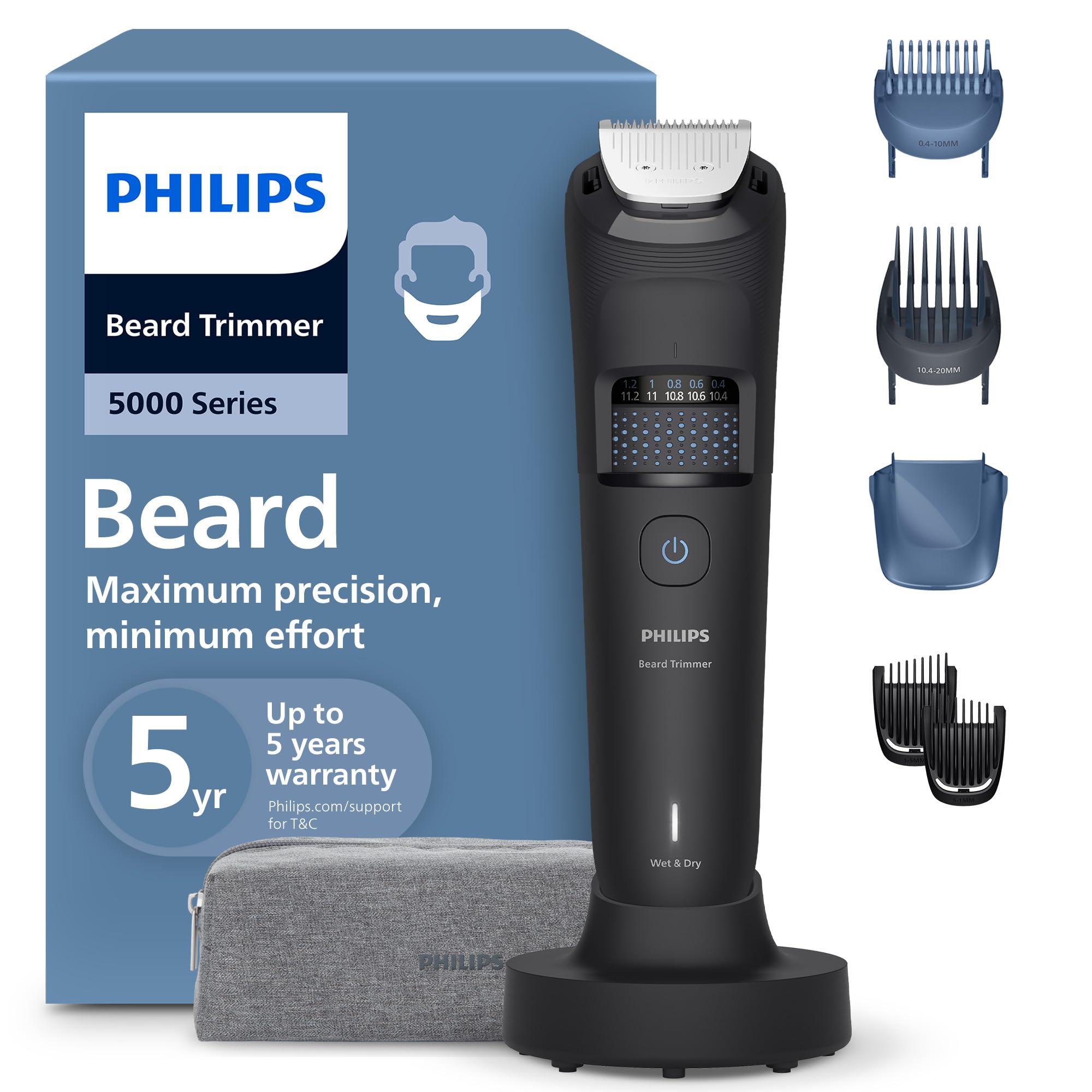 Philips Beard Trimmer 5000, 40 Settings, Deep Black