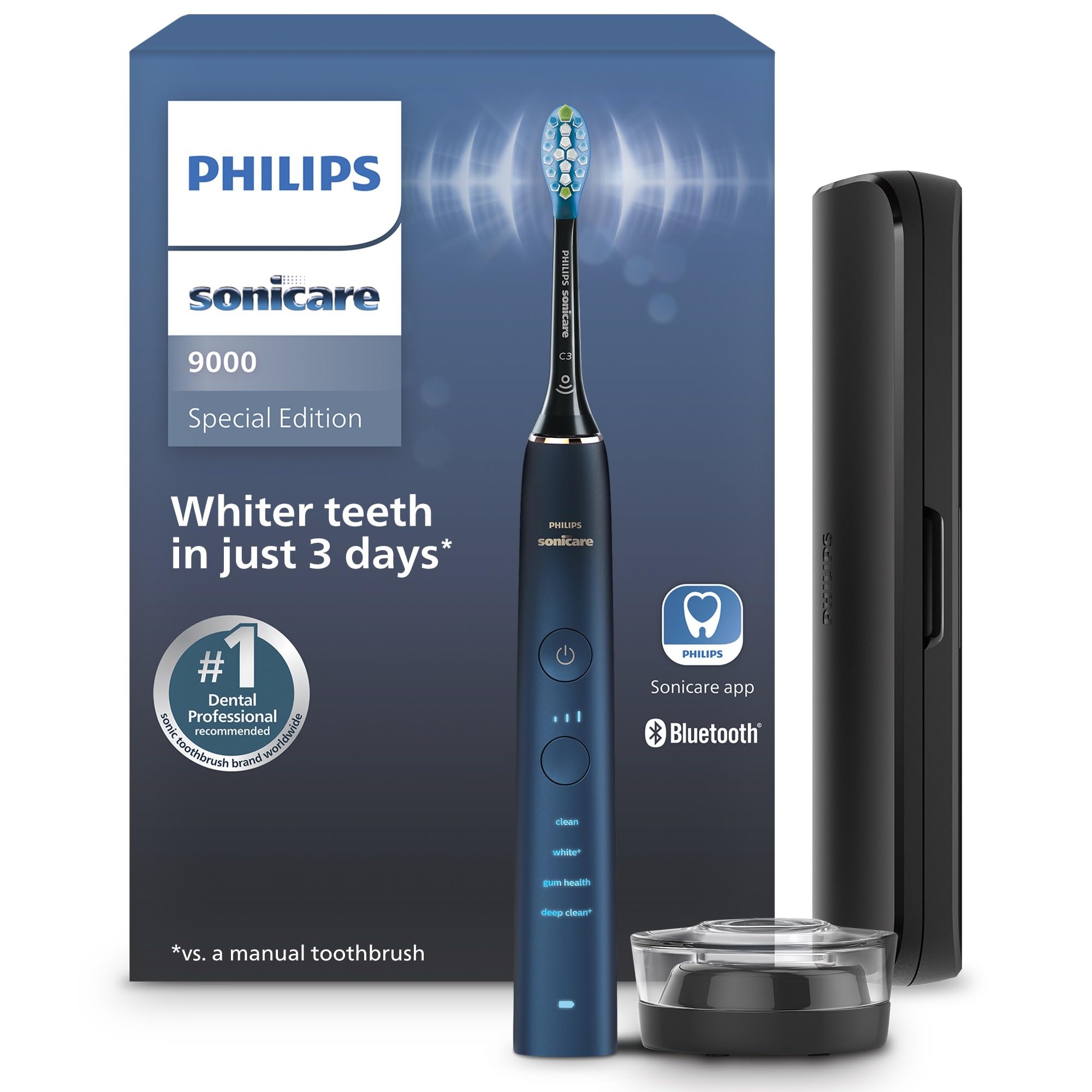 Philips Sonicare DiamondClean 9000 Special Edition Rechargeable Electric Toothbrush, Blue/Black, HX9911/92