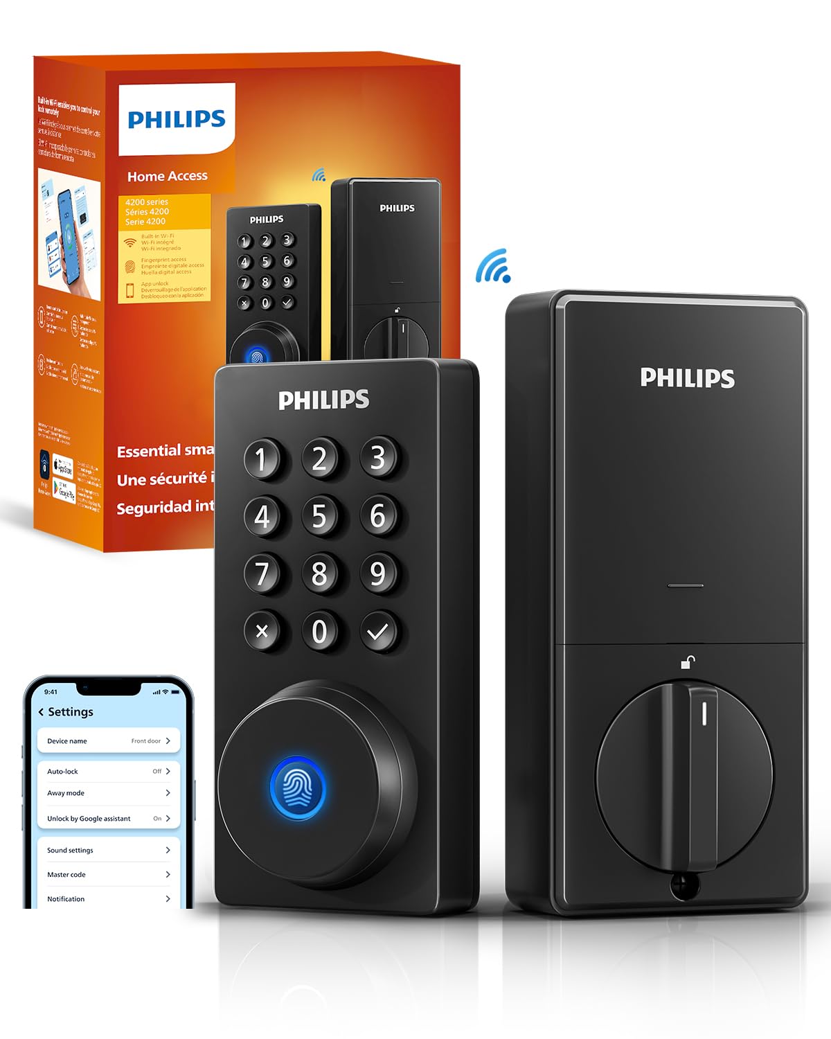 Philips WiFi Smart Lock, WiFi Lock Deadbolt, keypad deadbolt keyless Entry Door Lock for Front Door, Auto Locking