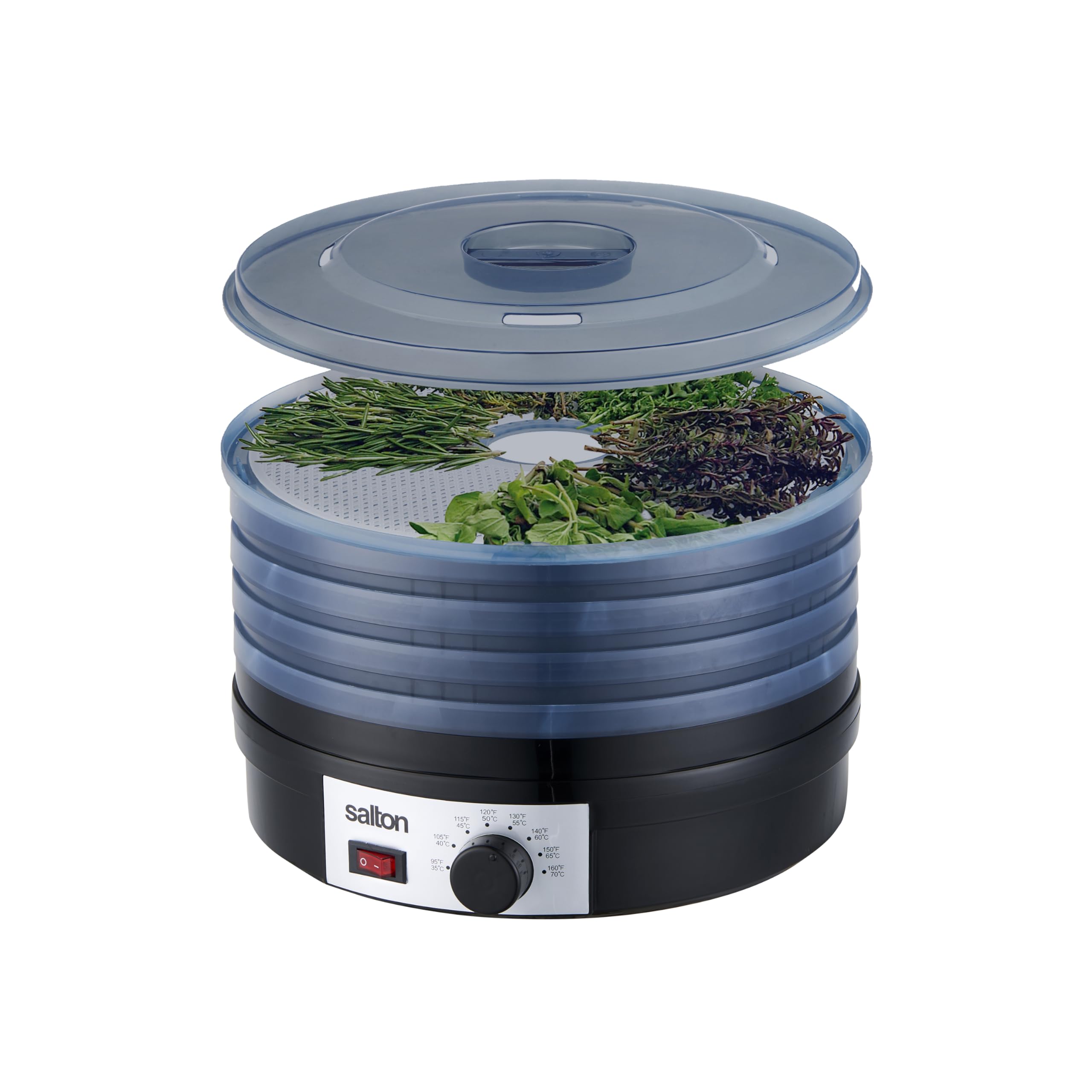 Salton Electric Food Dehydrator for Fruit and Jerky With Adjustable Temperature Control, Black