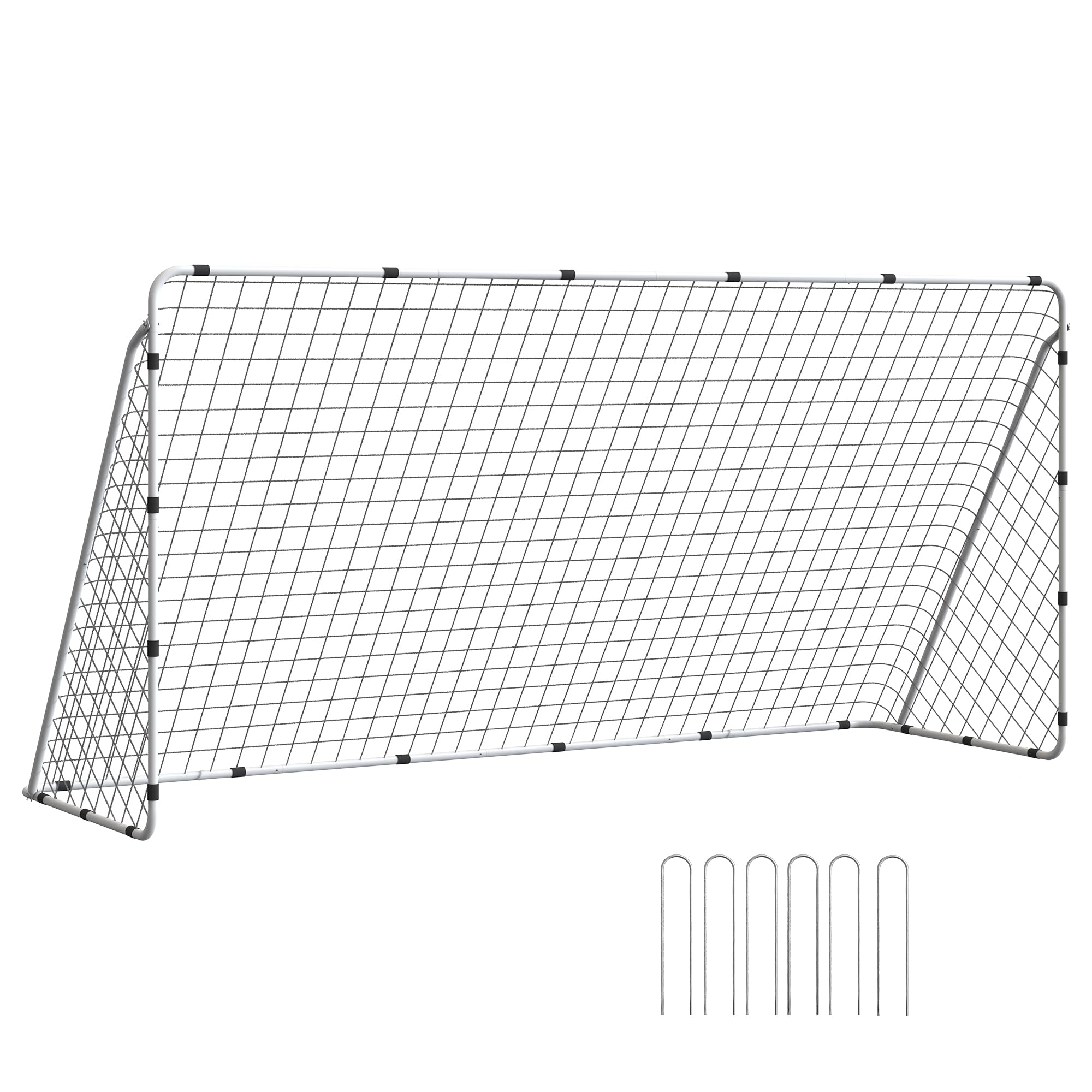 SANGMUCEN Kids Soccer Net 12 X 6 Foot, Soccer Goal, Soccer Nets for Backyards Garden Park, Beach, Metal Pipes and PE Net, Quick Assembly, White TSG002W