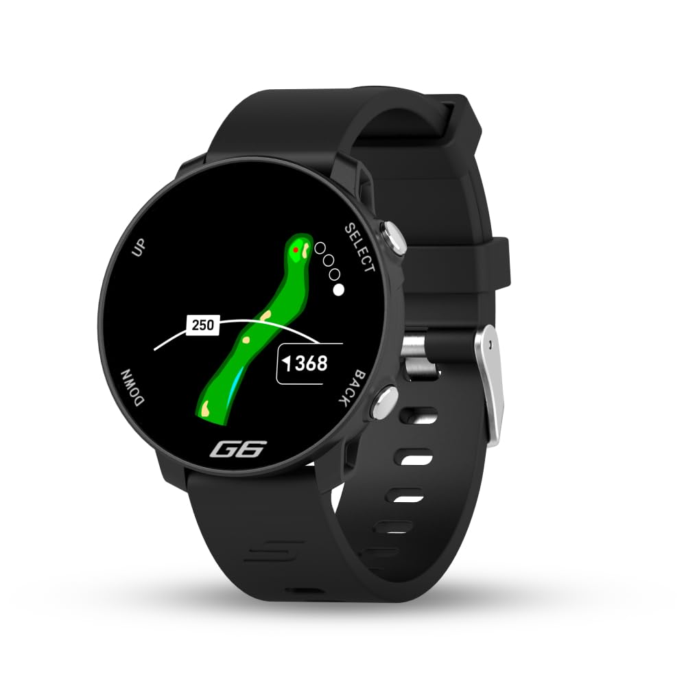 Shot Scope G6 GPS Watch, 38k+ Pre-Loaded Courses, Full Hole Maps, 2X Strap Sets (Black and Gray), Color Sceen, Unisex Golf Watch for Men and Women