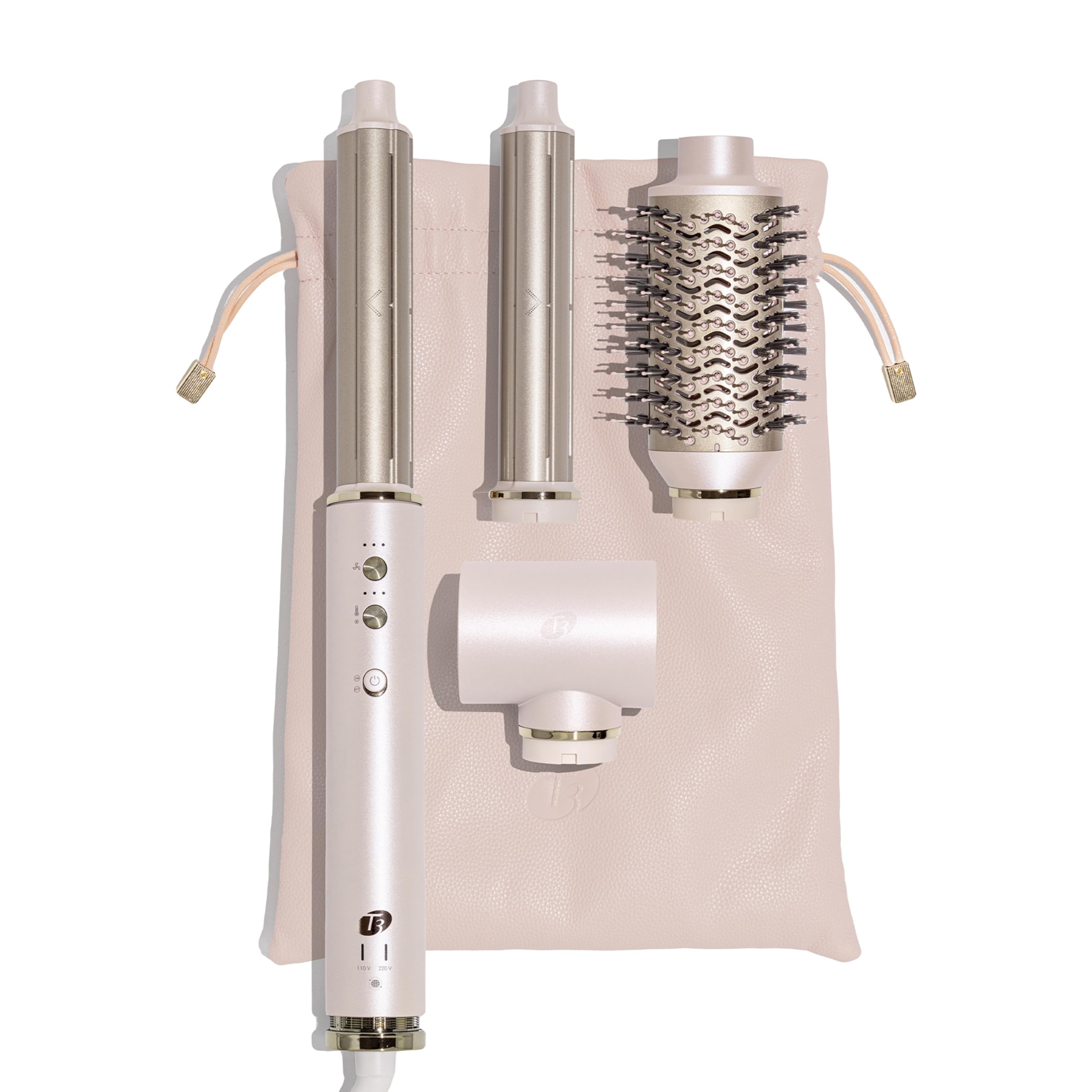 T3 Aire 360 Air Styler Dual Voltage Blowout Kit with Ceramic Curling Attachments, Oval Brush & Drying Concentrator | Fast, Healthy Blowouts and Long-Lasting Curls| For All Hair Types