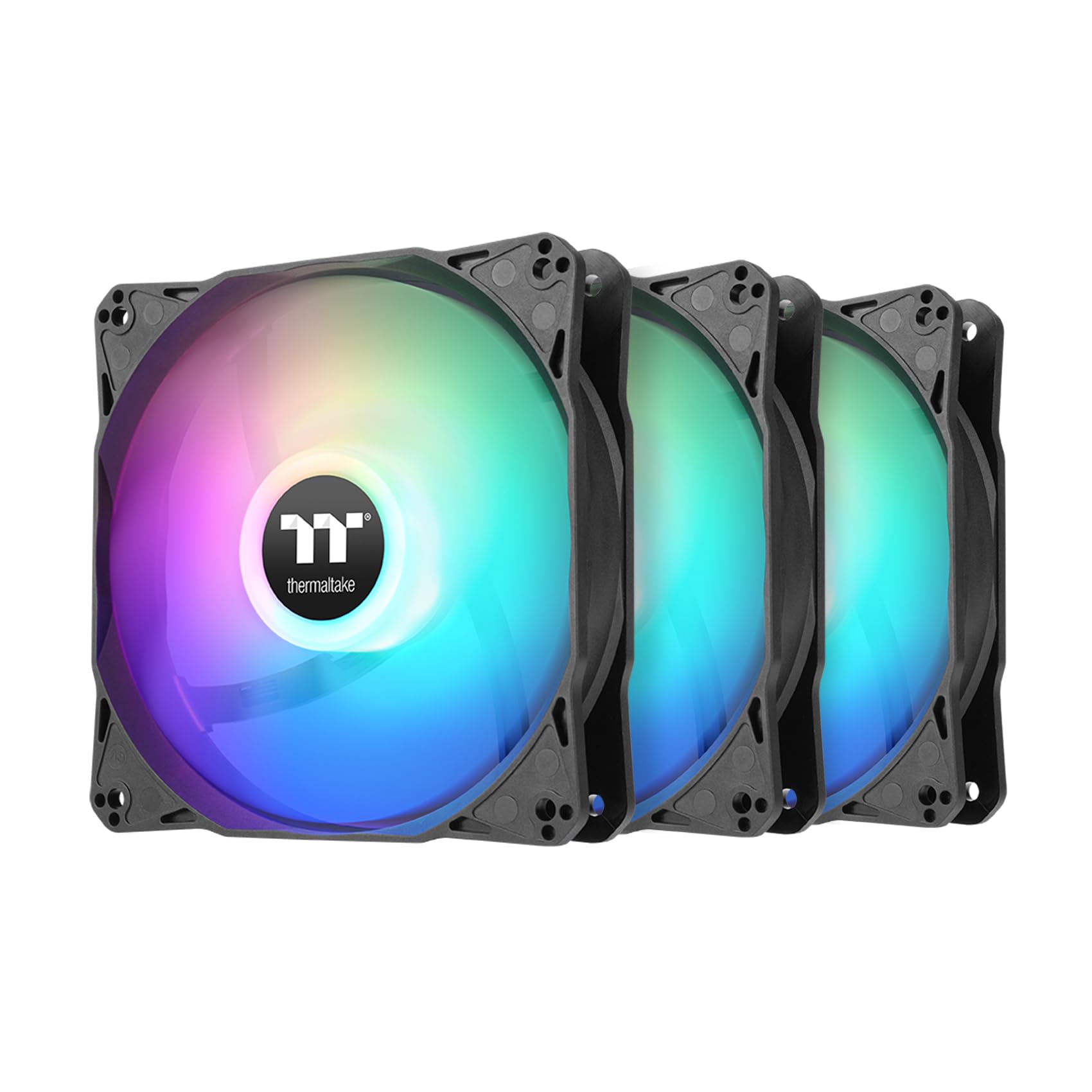 Thermaltake LE120 ARGB PWM Fan (3 Pack), PWM controlled 5001500 rpm, 5V Motherboard Sync, 16.8 Million Colors 9 Addressable LEDs, Airflow 66.1 CFM, 120mm Hydraulic Bearing, Case Fan, CL-F204-PL12SW-A