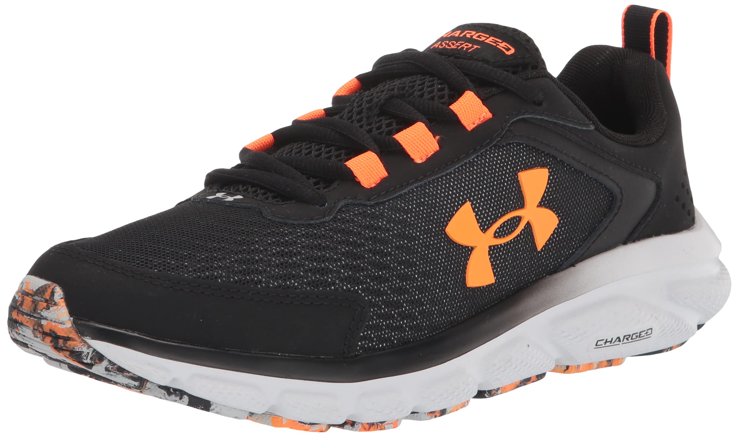 Under Armour Men's Charged Assert 9 Running Shoe, Black (002)/Blaze Orange, 10.5