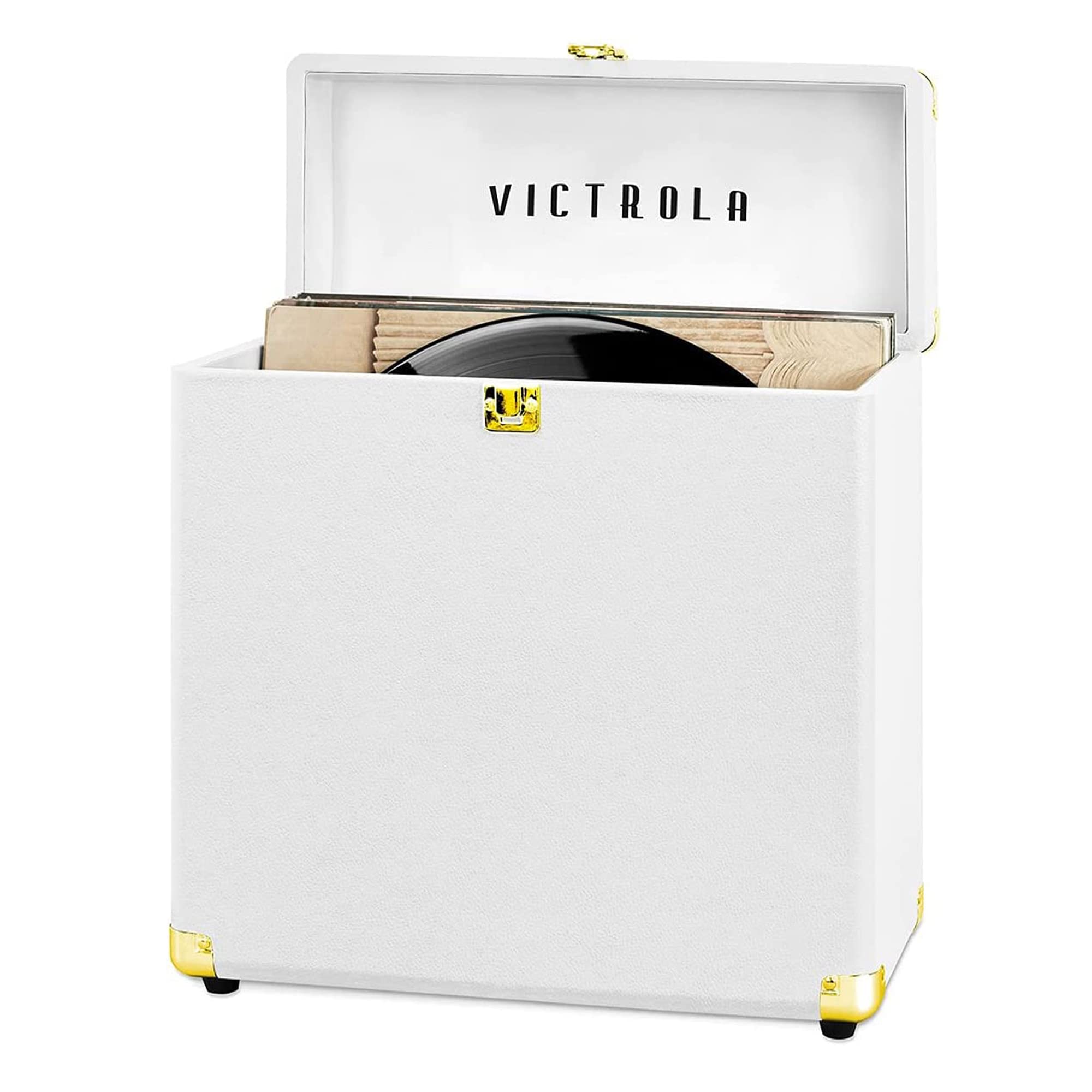 Victrola Collector - Vinyl Record Storage Case, Holds 30+ LPs - White