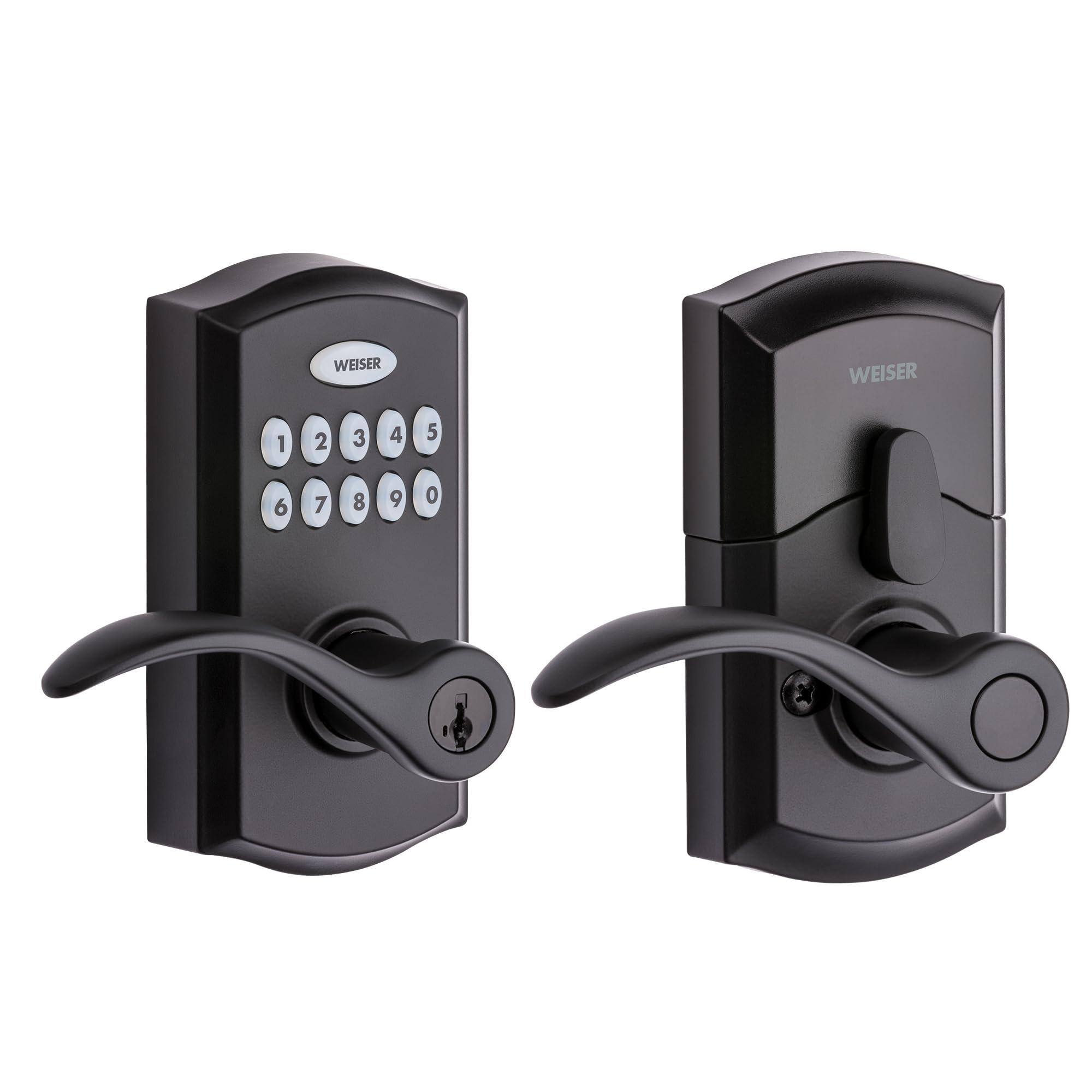 Weiser Smartcode 10 Matte Black Keyless Entry Door Lock with Handle/Deadbolt Lock, Keypad Door Lock with Auto Lock, Up to 30 User Codes, Commercial Electronic Door Handles/Door Locks for Entry Door