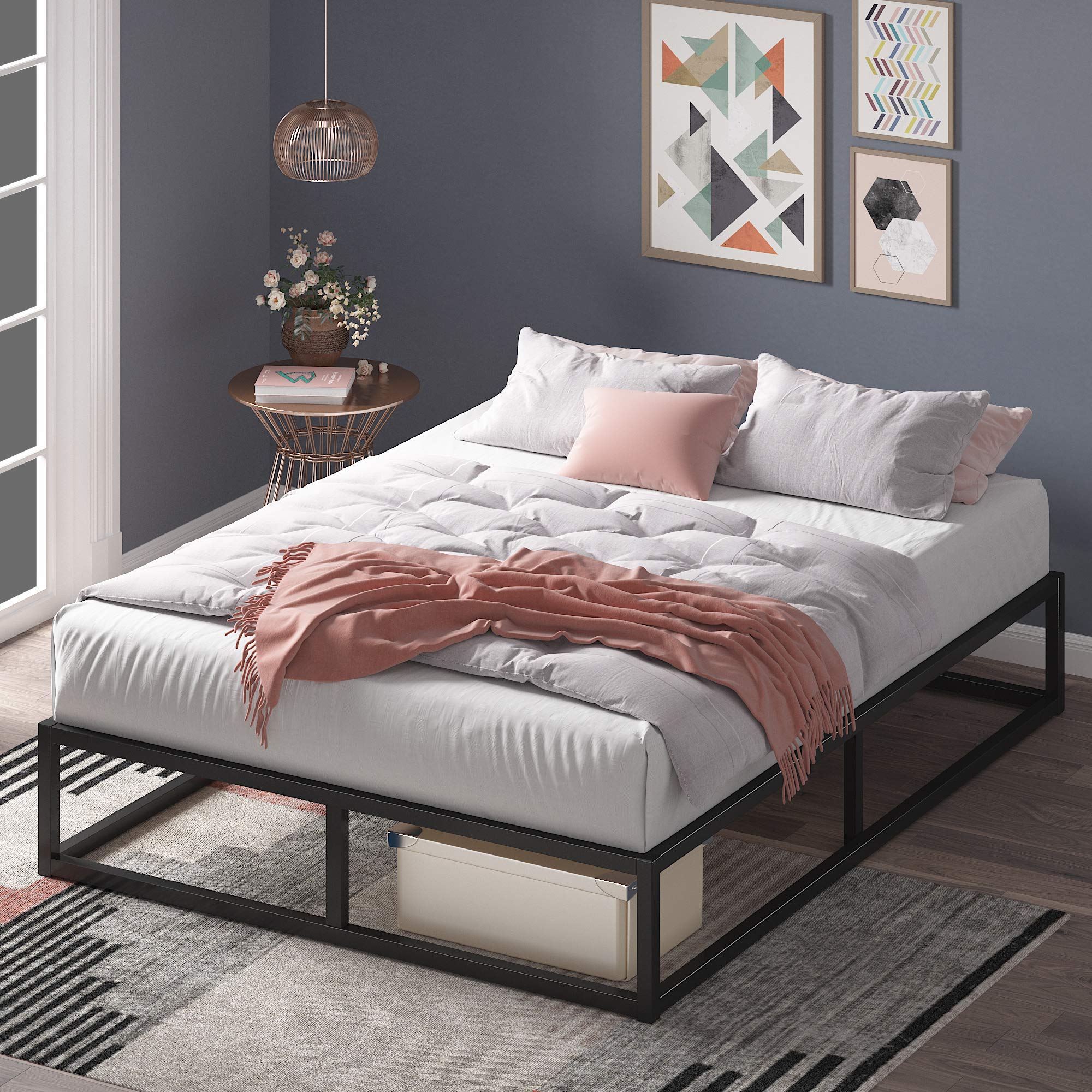 Zinus Full Bed Frame - Joseph 10 inch Metal Bed Frame with Wood Slat Support, No Box Spring Needed, Easy Assembly - Minimalist Platform Bed Frame with Underbed Storage Space, Full Size