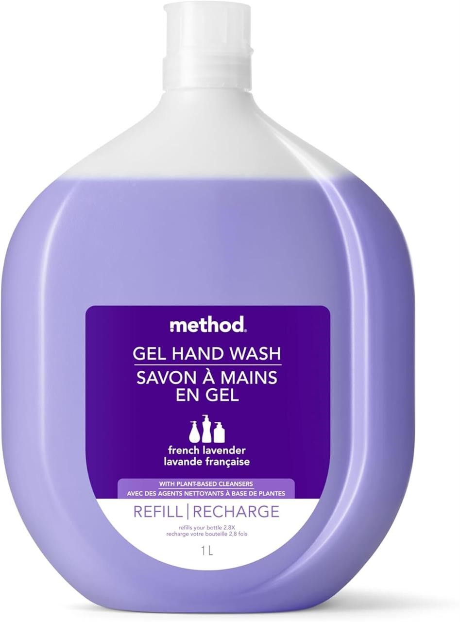 Method Liquid Hand Soap Refill, Biodegradable Formula Reloads Gel Hand Wash Bottle, French Lavender Scent, 1 Liter