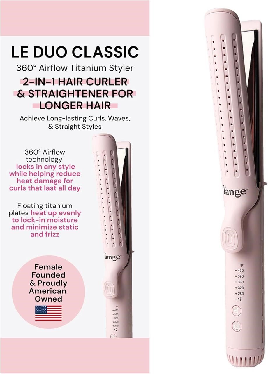 L'ANGE HAIR Le Duo Grande 360掳 Airflow Styler | 2-in-1 Curling Wand & Titanium Flat Iron Hair Straightener | Professional Hair Curler with Cooling Air Vents to Lock in Style | Adjustable Temp