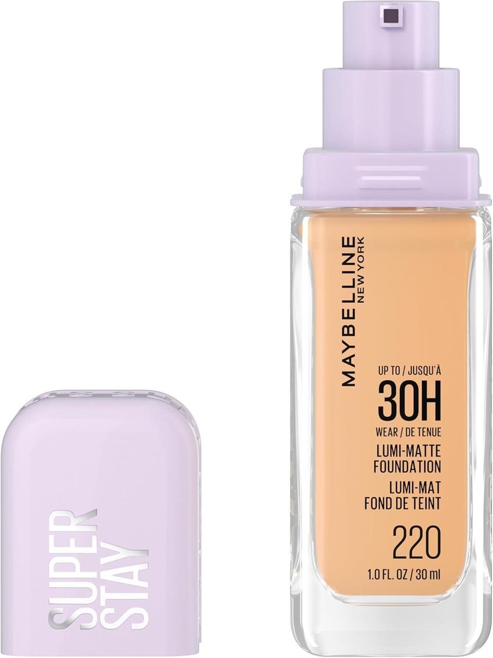 Maybelline New York Super Stay Lumi Matte Foundation, Up to 30H Wear, Luminous Matte, Buildable Coverage, Amino Acids, 220, 30 ml