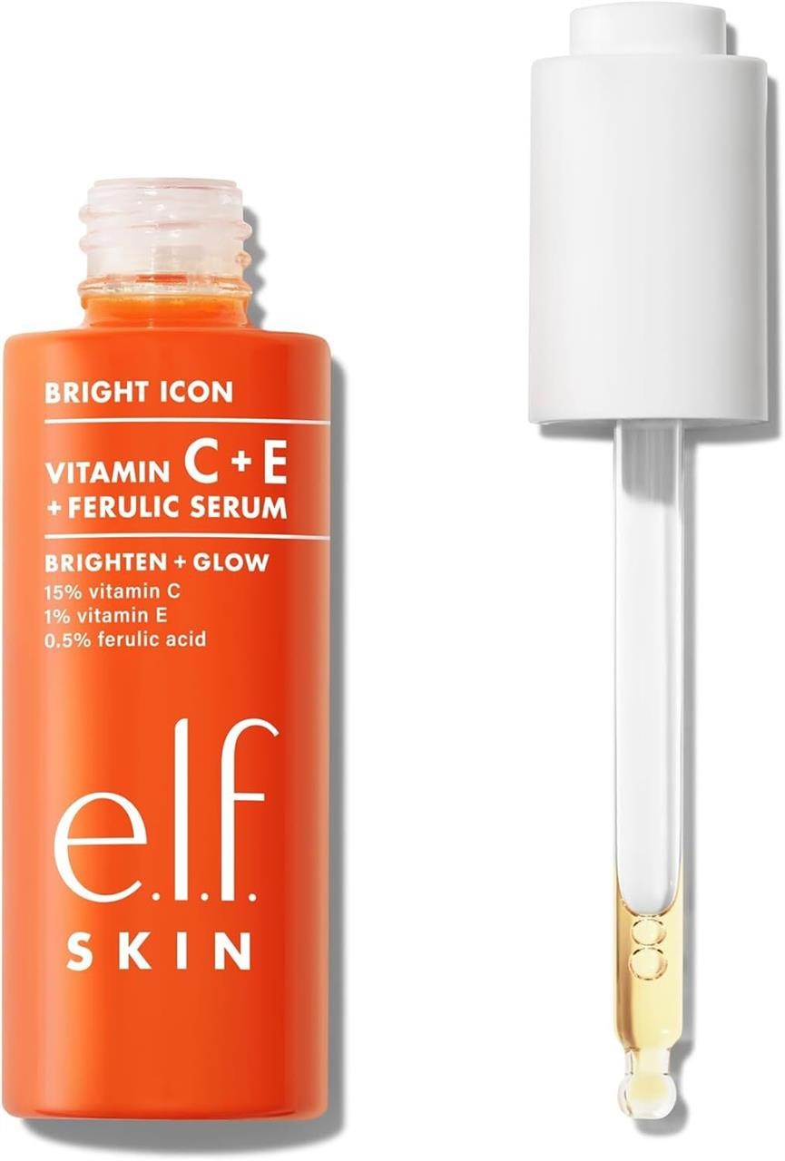 e.l.f. SKIN Bright Icon Vitamin C + E + Ferulic Face Serum, Brightening & Soothing with 15% Vitamin C, Vegan & Cruelty-Free