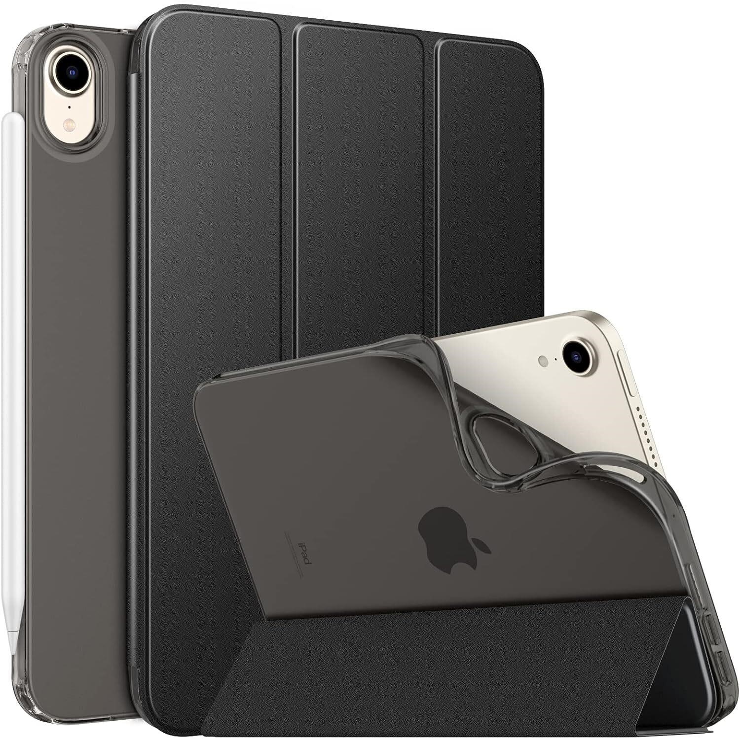 MoKo Case Fit New iPad mini 7 (A17 Pro) 2024, iPad mini 6th Generation Case 2021 (8.3-inch), iPad mini 6 Case, Soft TPU Translucent Frosted Back Cover Case for iPad mini 7th, Black