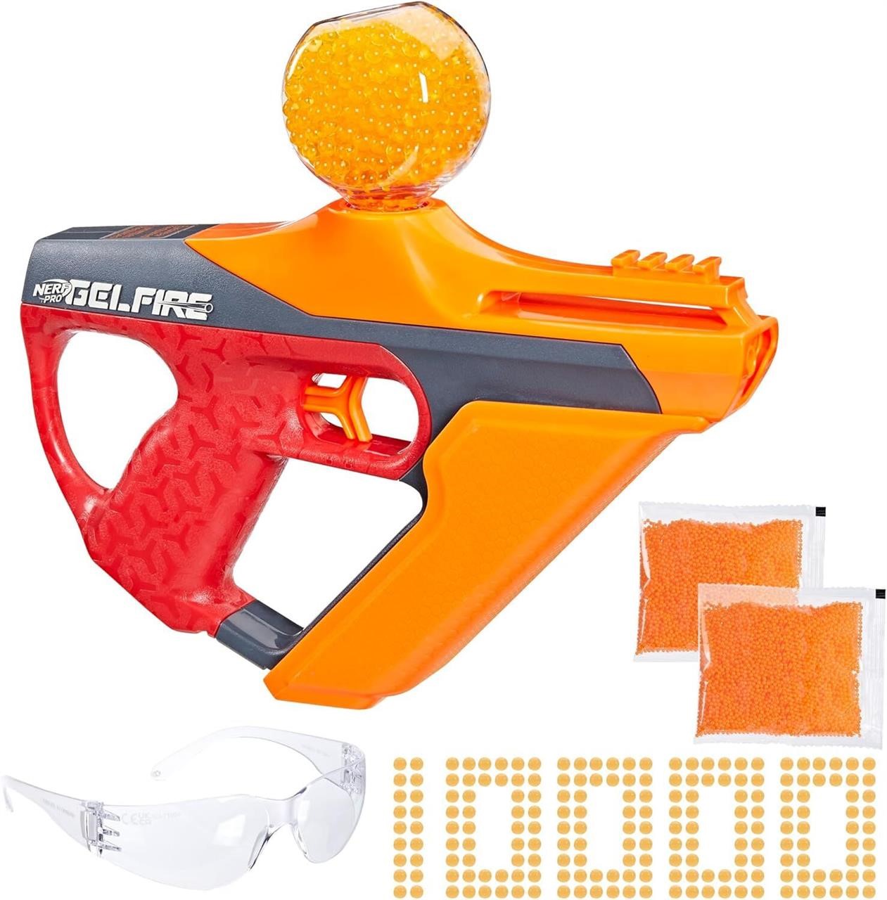 Nerf Pro Gelfire Uproar Full Auto Blaster, 150 FPS, 10,000 Gelfire Rounds, 400 Round Hopper, Eyewear, Ages 14+