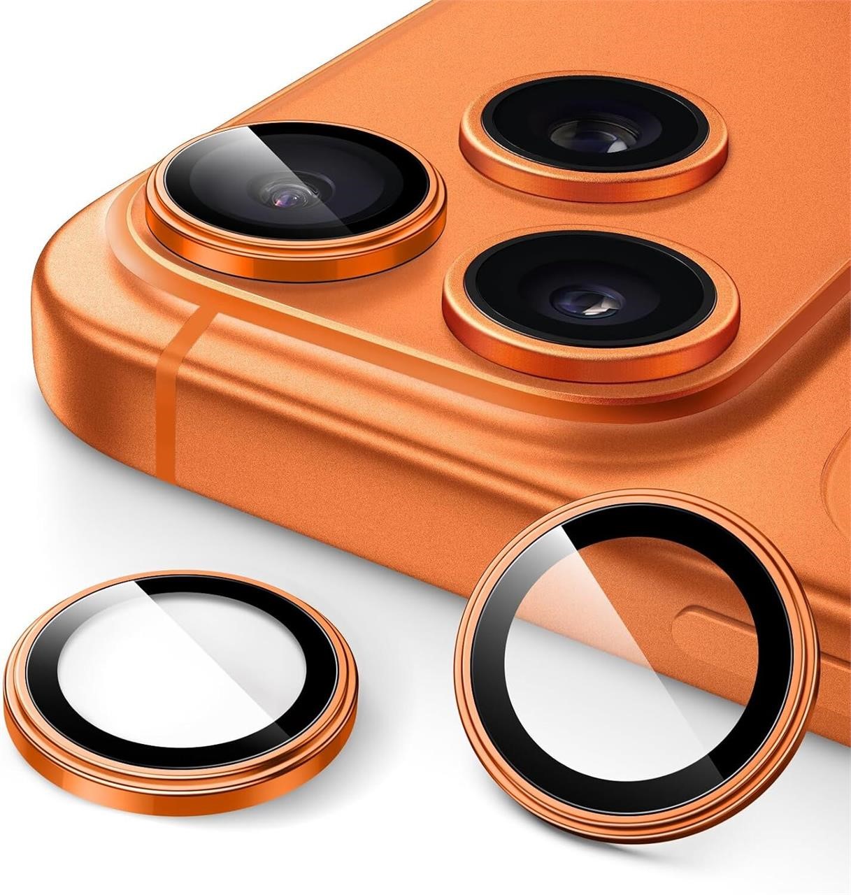 JETech Camera Lens Protector for iPhone 17 Pro 6.3-Inch and iPhone 17 Pro Max 6.9-Inch, 1:1 Invisible Fit, 9H Tempered Glass Metal Individual Ring Cover, HD Clear, 1 Set (Orange)