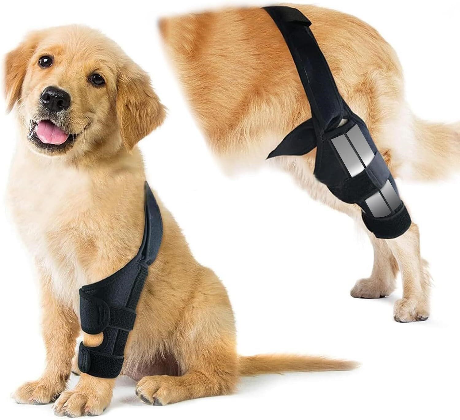 Dog Knee Brace for Hind Front Leg, Adjustable Dog ACL Recovery Aid Support, Cruciate Ligament Support for Injured Elderly Dogs Back Legs, Keep Warm and Pain Relif, Diving Cloth Material(Black, XS)
