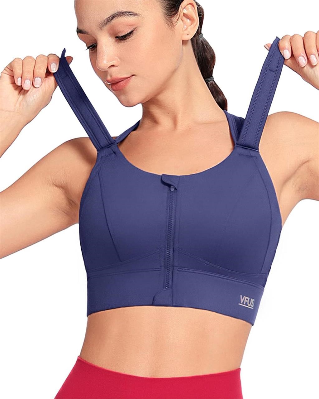 High Impact Sports Bras for Women Zip Front Sports Bra Adjustable Straps Full Support Bra for Plus Size