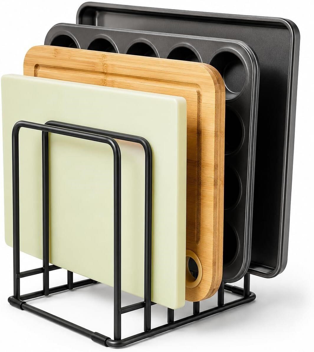 Kitchen Cabinet Cutting Board Organizer, Cookie Sheet Storage Rack,Cabinet Dividers Holder with 5 Slots for Baking Pan Tray Organizer (1 PC)