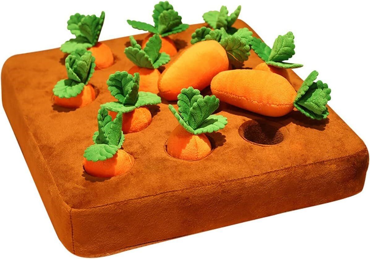 Dog Carrot Garden Toy with Non-Slip Bottom, Cute Dog Carrot Patch Dog Carrot Snuffle Toy, Interactive Dog Toys, Creative Soft Dog Toy, Aggressive Chewers for Pets Eliminating Boredom Stress