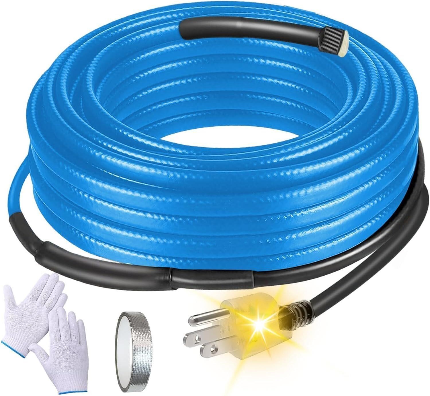 120V Heat Tape with Thermostat for Pipe Freeze Protection, 9 Feet Heat Trace for Water Pipes, 5 W/Ft, Electric Self-regulating Pipe Heating Tape for Metal and Plastic Pipes SnulyHeet