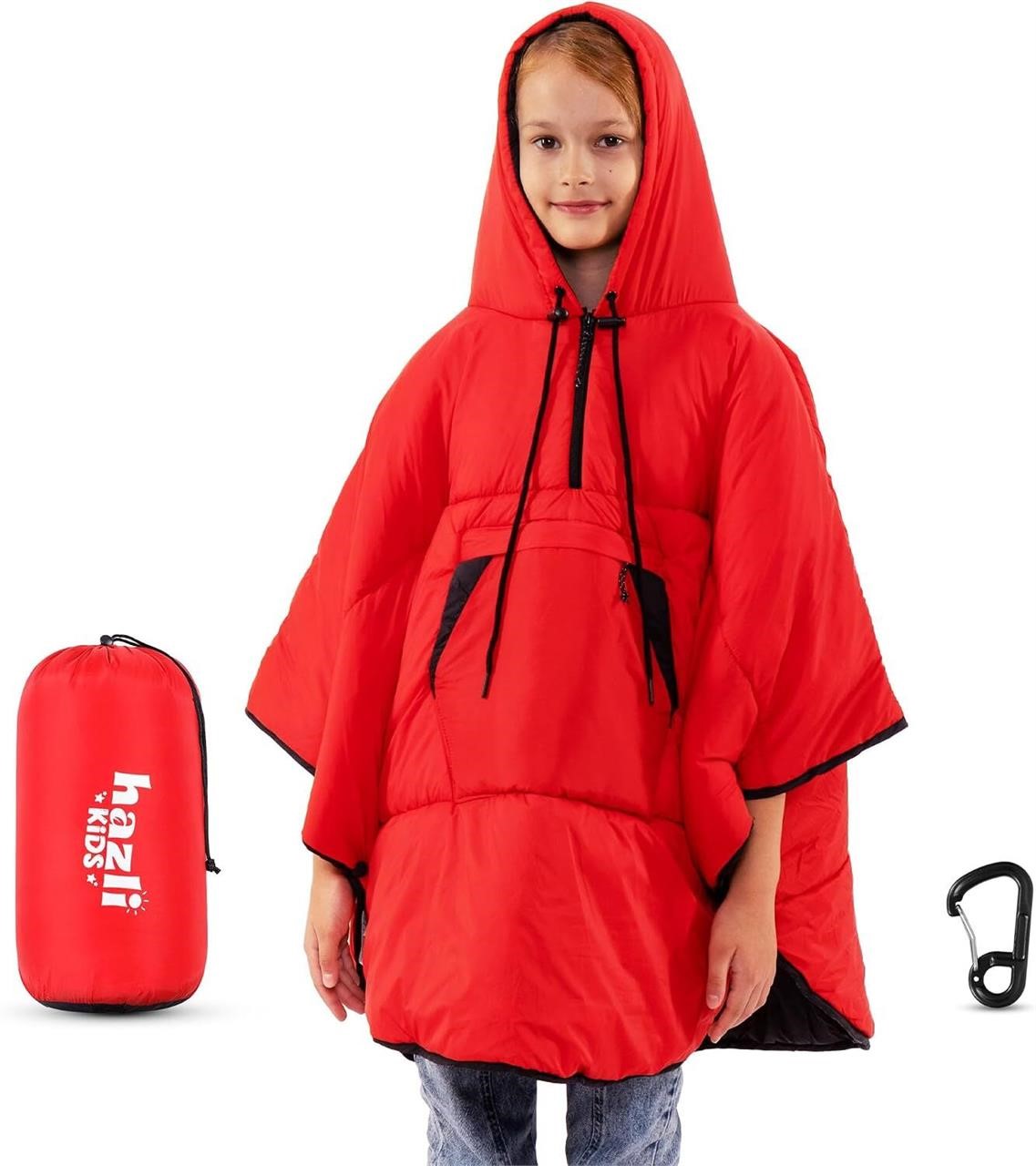 hazli Comfortable Wearable Poncho Blanket - Camping Stadium Blanket Outdoor - Large Hooded Windproof Poncho for Men and Women