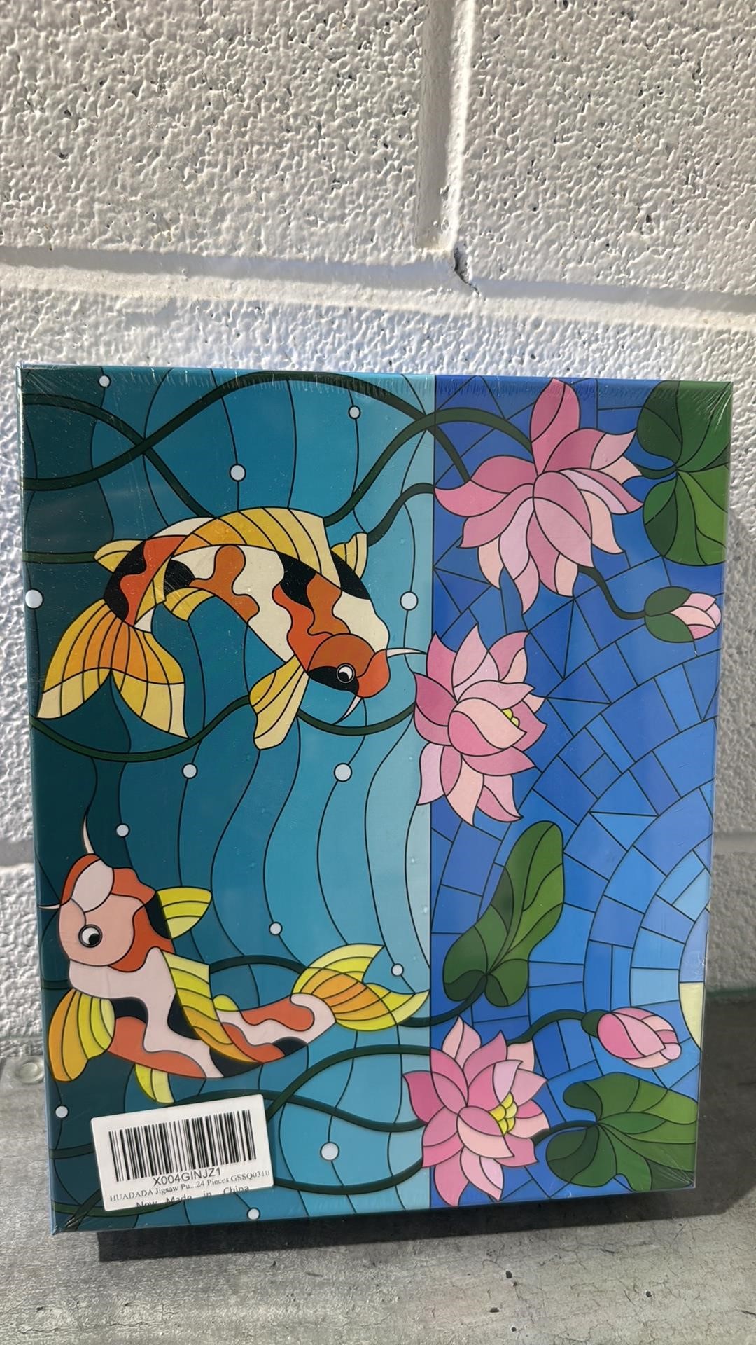 HUADADA Jigsaw Puzzles for Adults 1024 Pieces, Fish and Lotus Letter on Back Interlock Perfectly No Dust, Home Decors Family Challenge Toys for Men Women Elders Seniors (19.6"x19.6"), 1:1 Poster