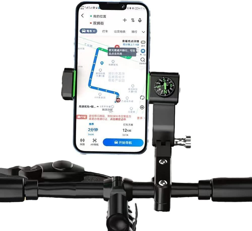 Motorcycle Phone Holder,Bike Handlebar Cell Phone Clamp,1080掳 Rotation & with Compass, for 4.5-7.0 inches Smartphones