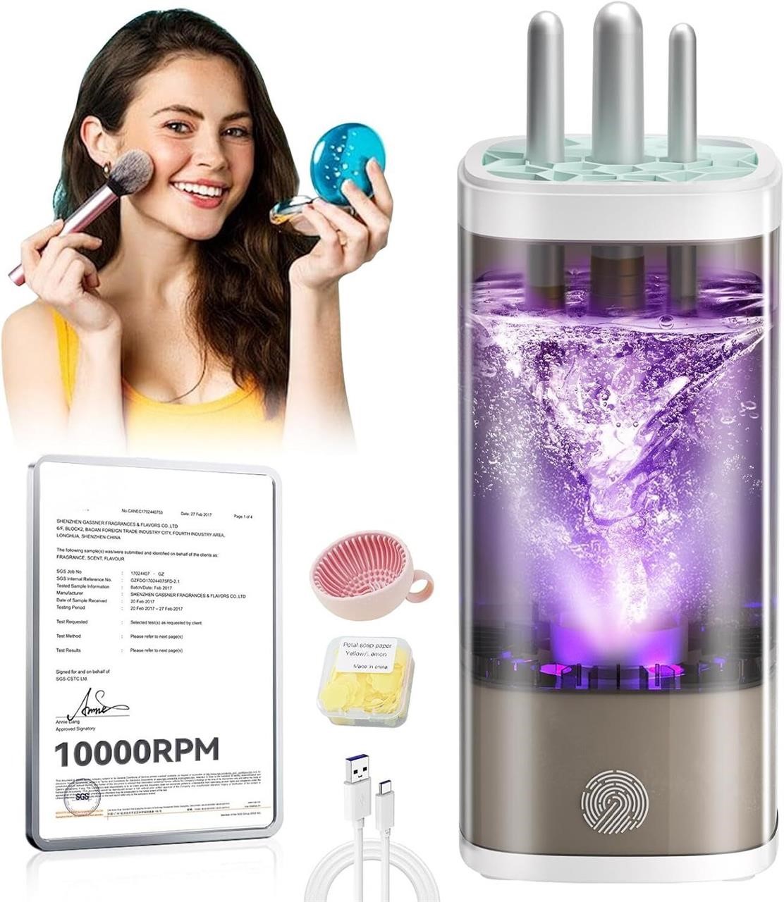 3.0 Upgrade Makeup Brush Cleaner Machine銆怚ndustry NO.1-12x Cleaning Power銆戙€怌ertified - 0 Dust銆?electric makeup brush cleaner Suitable for all Brush锛孋ircuit Upgrade Make Up Brush Cleaner