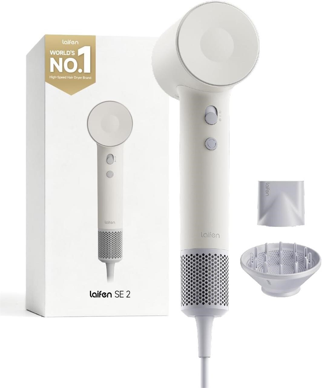 Laifen SE 2 Diffuser Hair Dryer for Women, 21.5m/s Air Speed, Matter White | Frizz Control, Heat Protection, Perfect for Sleek Styling, Diffuser for Curling & Wavy Hair, 5 Modes & 2 Airspeeds, Low Noise