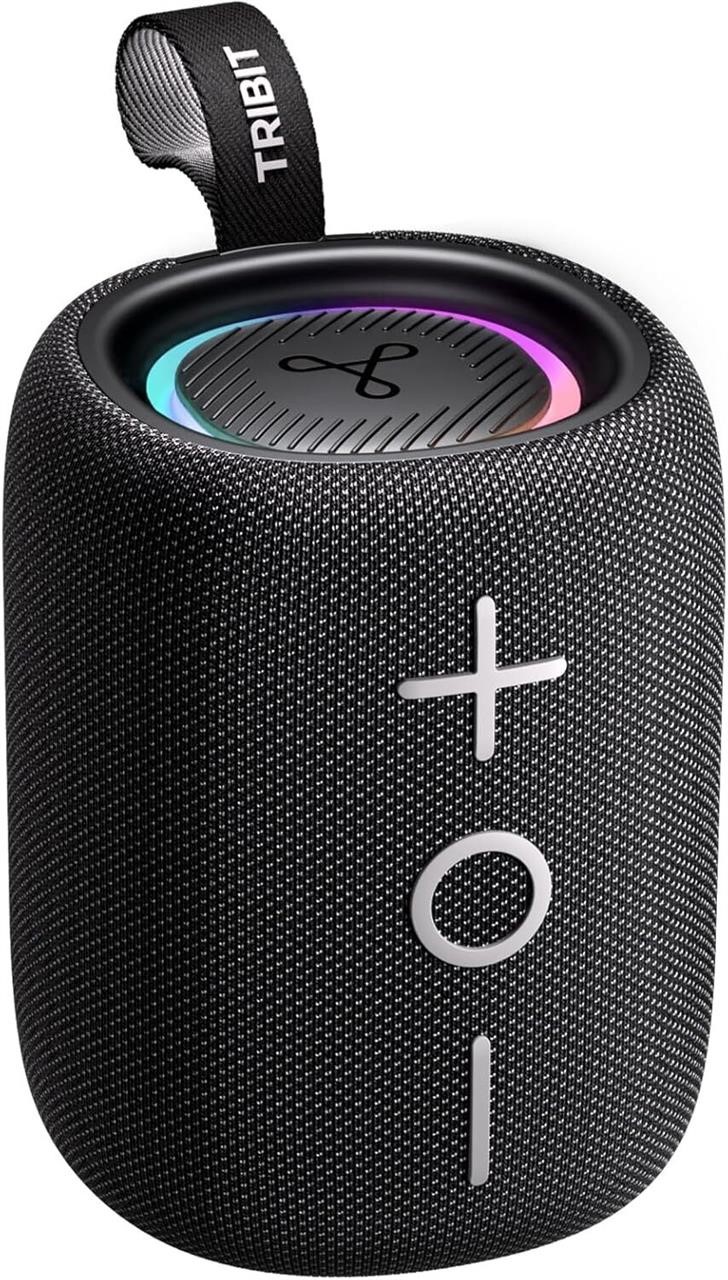 Tribit Portable Bluetooth Speaker StormBox Mini, 12W Wireless Speaker with Bluetooth 5.4, 360掳 Surround Sound, IPX7 Waterproof, LED Lights, Type-C, TWS Pairing, 12H Playtime for Home/Outdoor