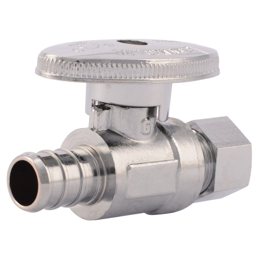 SharkBite 1/2-in PEX Barb x 3/8-in OD Compression Brass Quarter turn Stop Straight valve