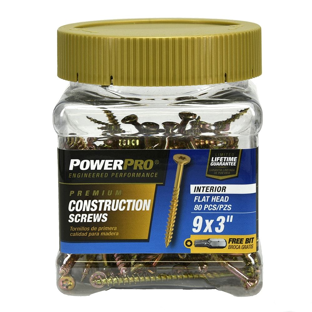 Power Pro #9 x 3-in Yellow zinc Interior Trim screws 80 -Per Box