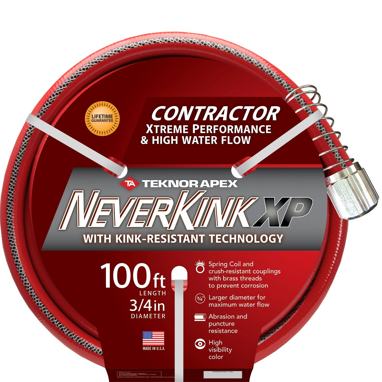 Neverkink XP Teknor Apex 3/4-in x 100-ft Contractor -Duty Kink Free Vinyl Red Coiled Hose