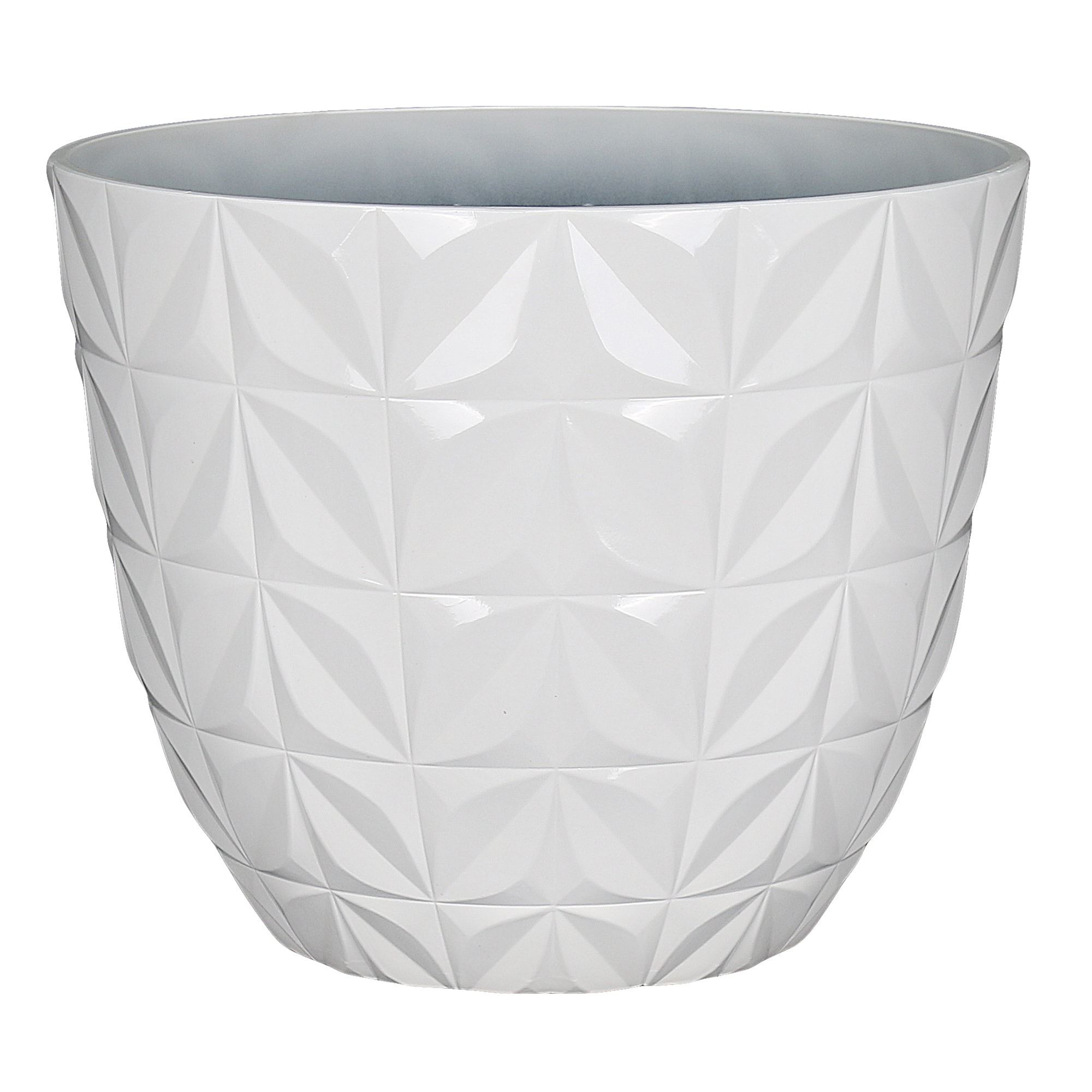 allen + roth Cone 16.61-in W x 16.61-in L x 14.37-in H White Resin Indoor/Outdoor Planter