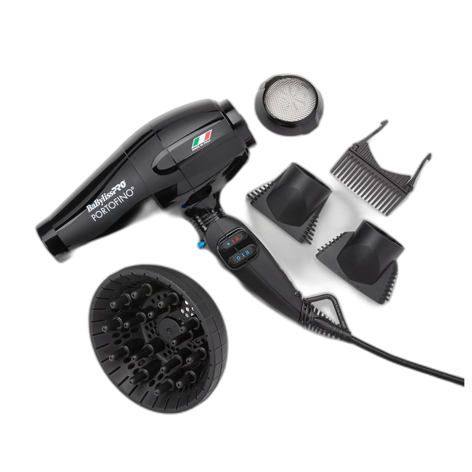 BaByliss Pro BABNT6610 Portofino 6600, 2000-Watt Nano Titanium Ionic Hair Dryer, Black | 2000W Italian AC Motor for Thick and Long Hair, Black, BPOR1