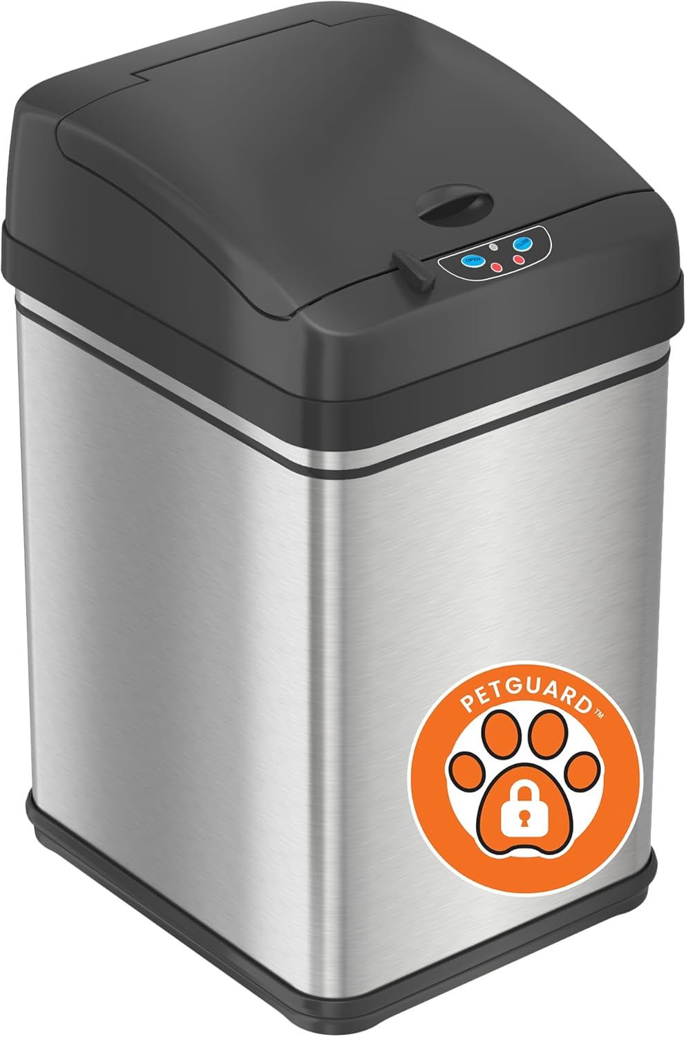 iTouchless 8 Gallon Pet-Proof Sensor Trash Can with AbsorbX Odor Filter, 30 Liter Automatic Kitchen Garbage Bin Prevents Dogs & Cats Getting in, Battery or AC Adapter (Not Included), Stainless Steel