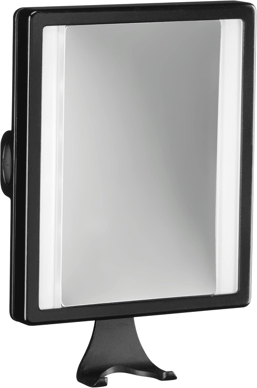 ConairMan Lighted Mirror, Fogless Mirror for Shower with 2X Magnification, Shower Mirror Fogless for Shaving, Battery Operated in Glossy Black, 7.3 L x 5 W