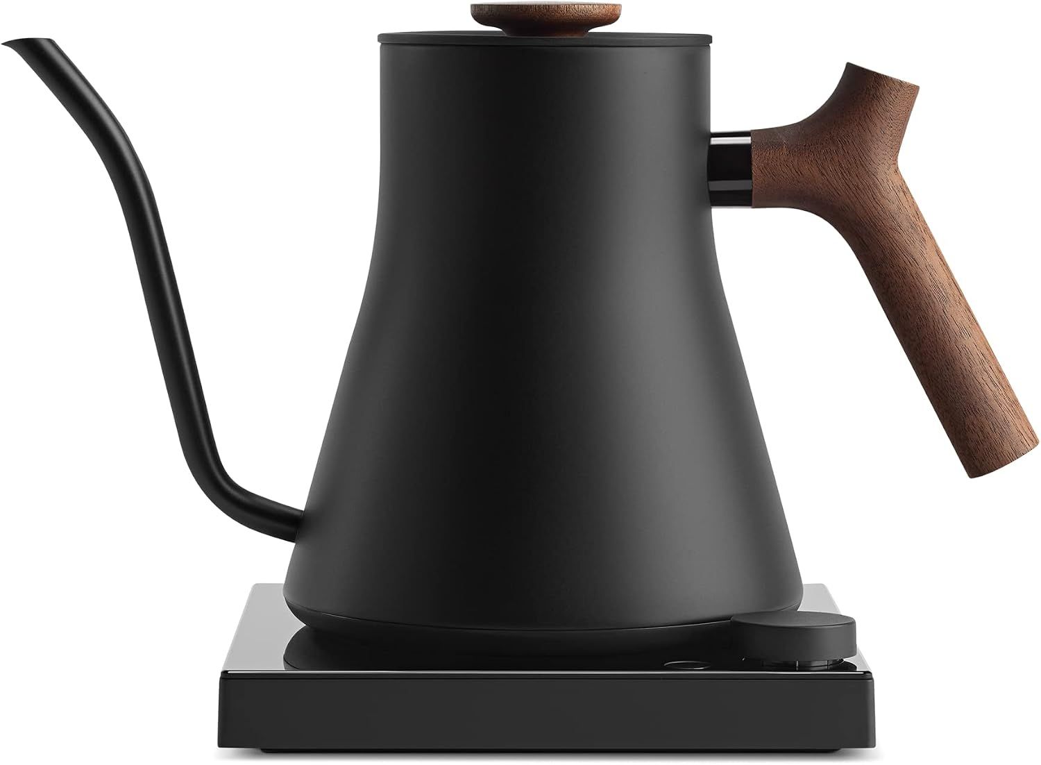 Fellow Stagg EKG Pro Studio Electric Gooseneck Kettle - Pour-Over Coffee and Tea Pot, Stainless Steel, Quick Heating, Matte Black with Walnut Wood Handle, 0.9 Liter | Precise Temp Control for Pour-Over Coffee & Tea, Stainless Steel, Brew Timer, Scheduling