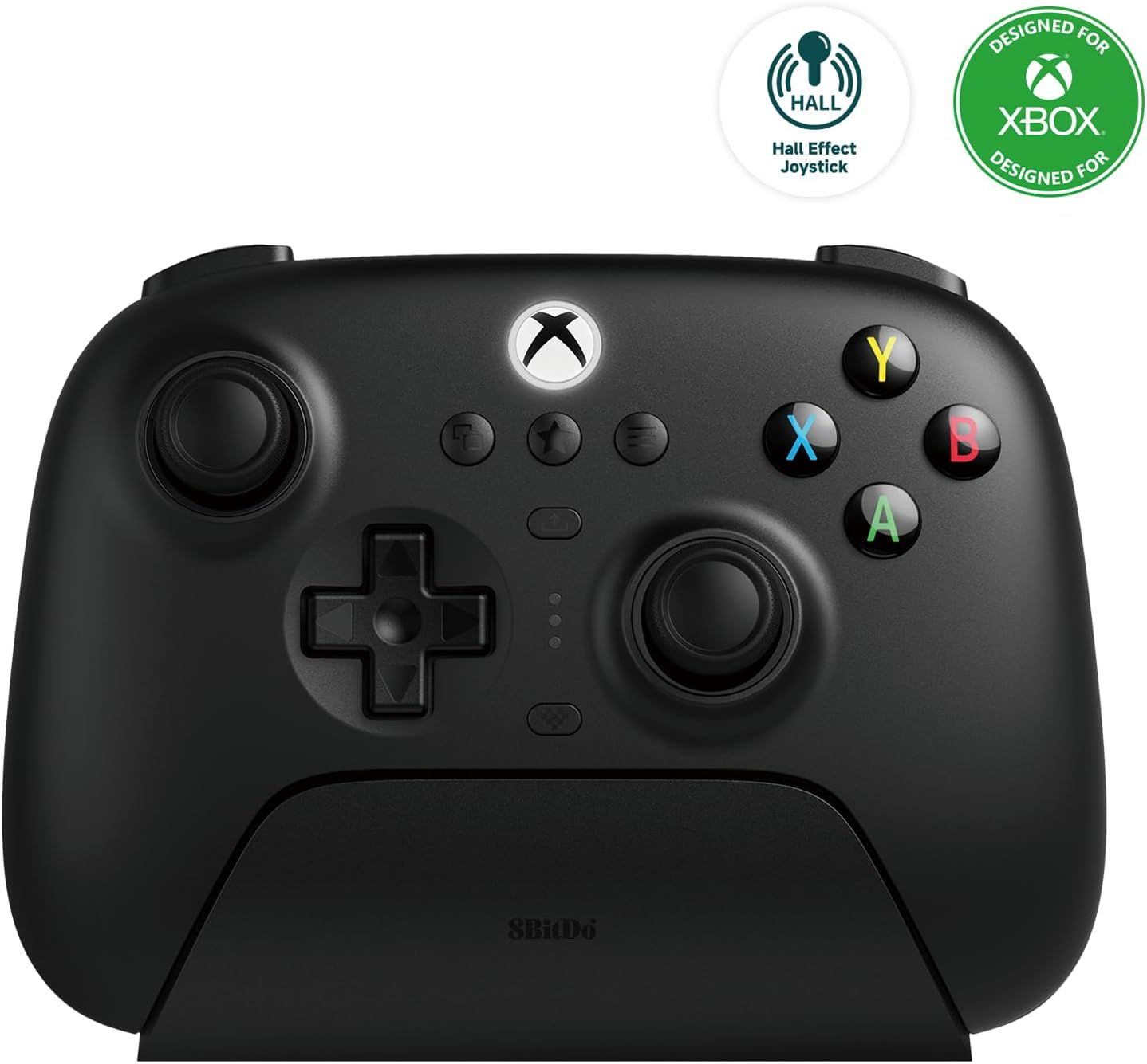 AKNES 8bitdo Ultimate 3-mode Wireless Controller, wired to X box, 2.4G to Windows and Bluetooth to Android, Hall Effect Joysticks and Triggers, Charging Dock, 3m cable, X box Officially Licensed - Black