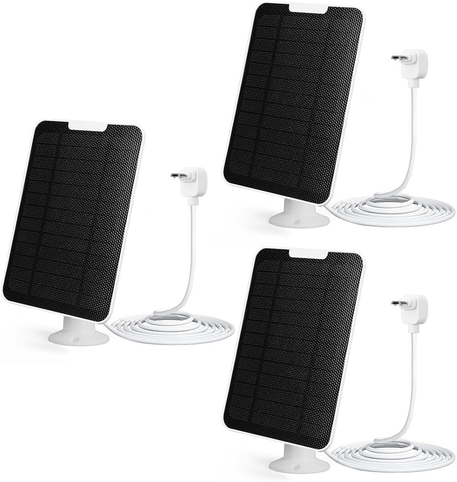 portable solar panel， IP65 Weatherproof Solar Cell Panel 360° Adjustable Wall Mount W/ 9.8ft Micro USB Charging Cable for Arlo Essential Spotlight/XL Spotlight Camera(3pcs)