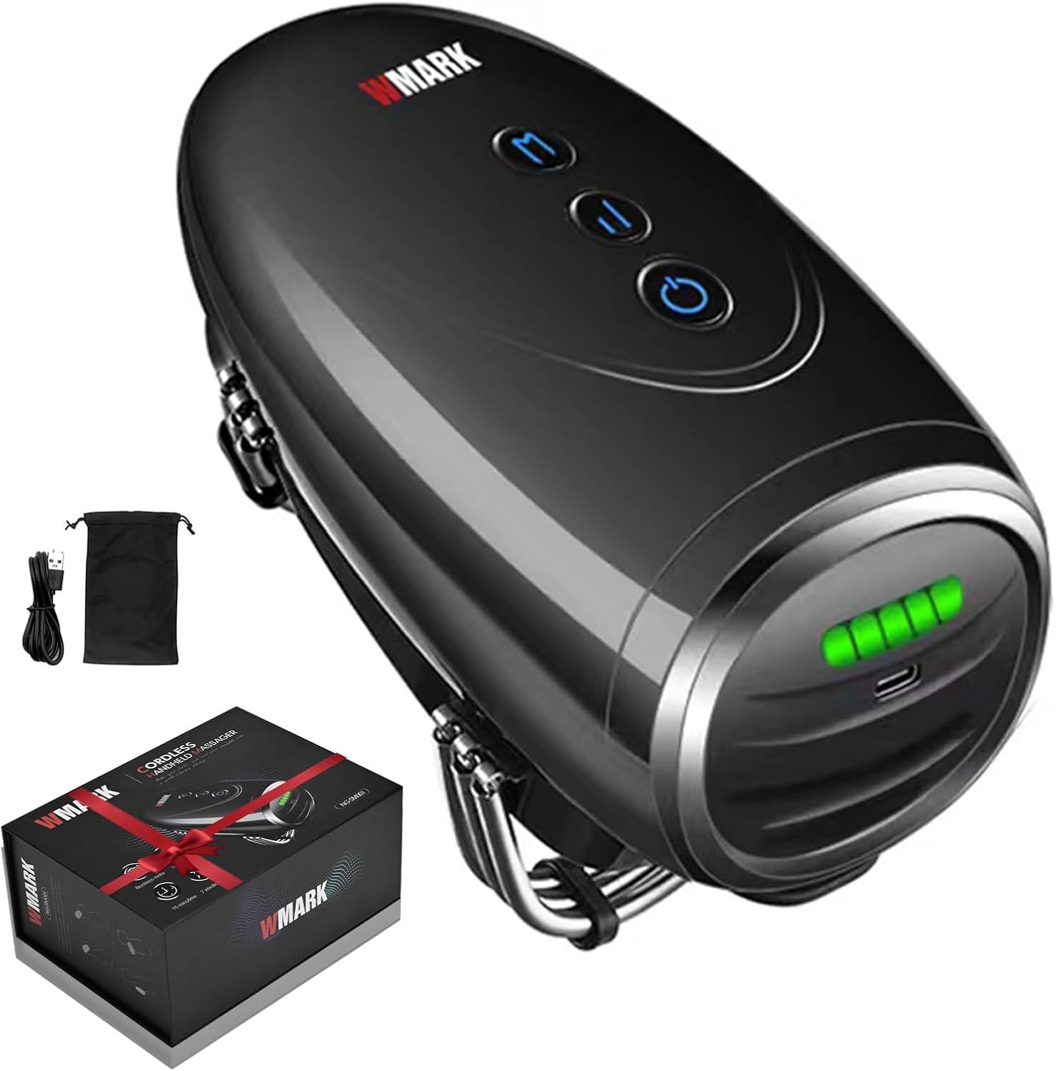 Professional Haircut Massager/Cordless Handheld Massager, Vibration Neck/Legs/Hands/face Massager, 2 Massage nodes 2600AMH（Black）