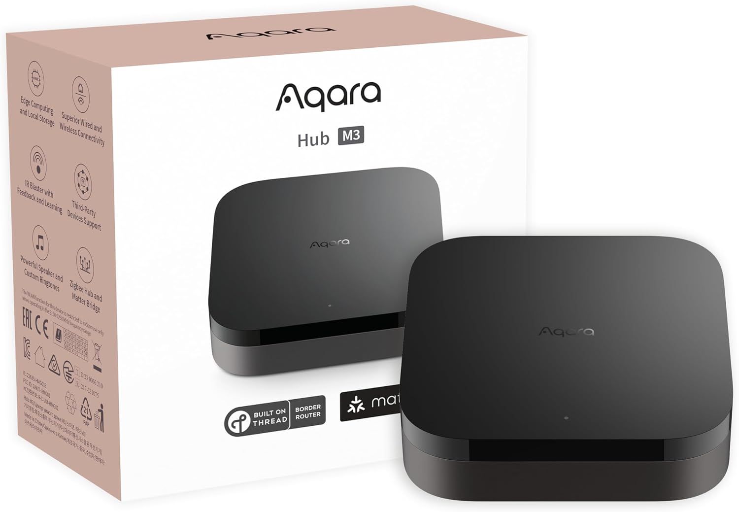 Aqara Smart Hub M3 for Home Automation, Matter Controller, Thread Border Router, Features Aqara Zigbee (not 3rd-Party), Bluetooth, Wi-Fi, PoE, IR, Supports Apple HomeKit, Alexa, SmartThings, IFTTT