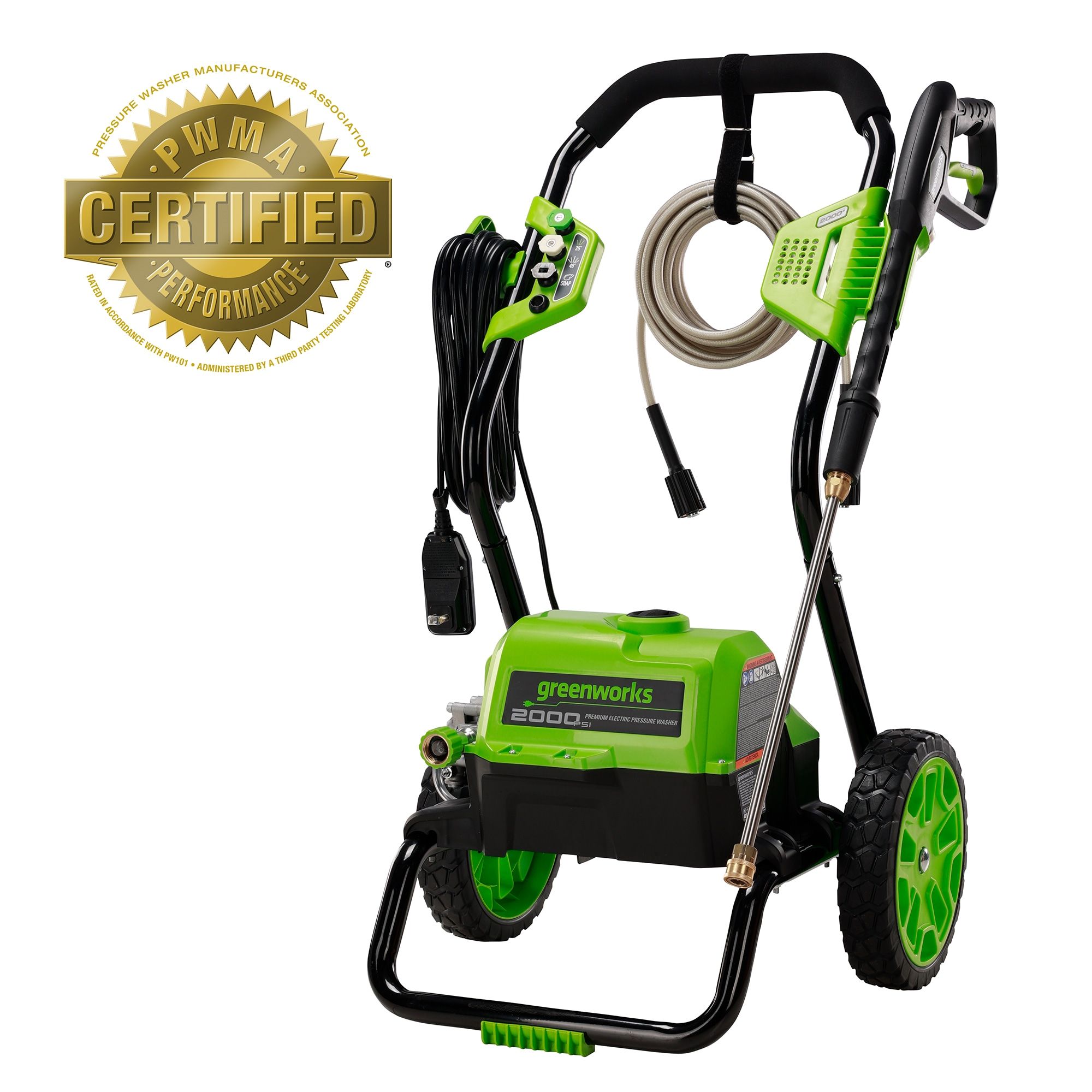 Greenworks 2000-PSI 1.1-GPM Cold Water Electric Pressure washer with 3 Spray Tips
