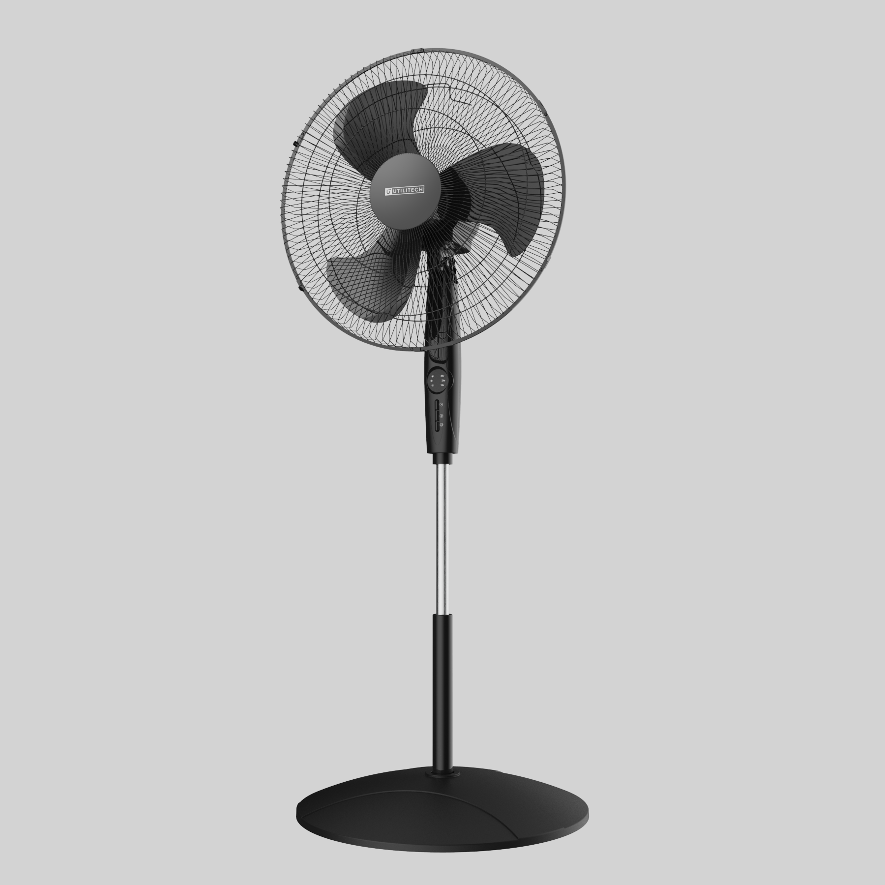 Utilitech 18-in Indoor Oscillating Pedestal Fan, in Black with Remote