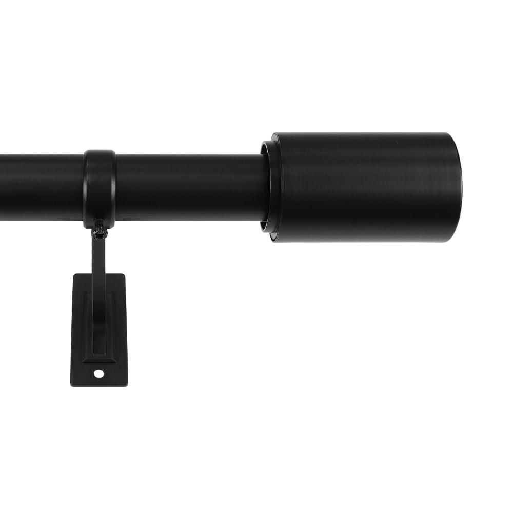Origin 21 72-in to 144-in Matte Black Iron Single Curtain Rod with Finials
