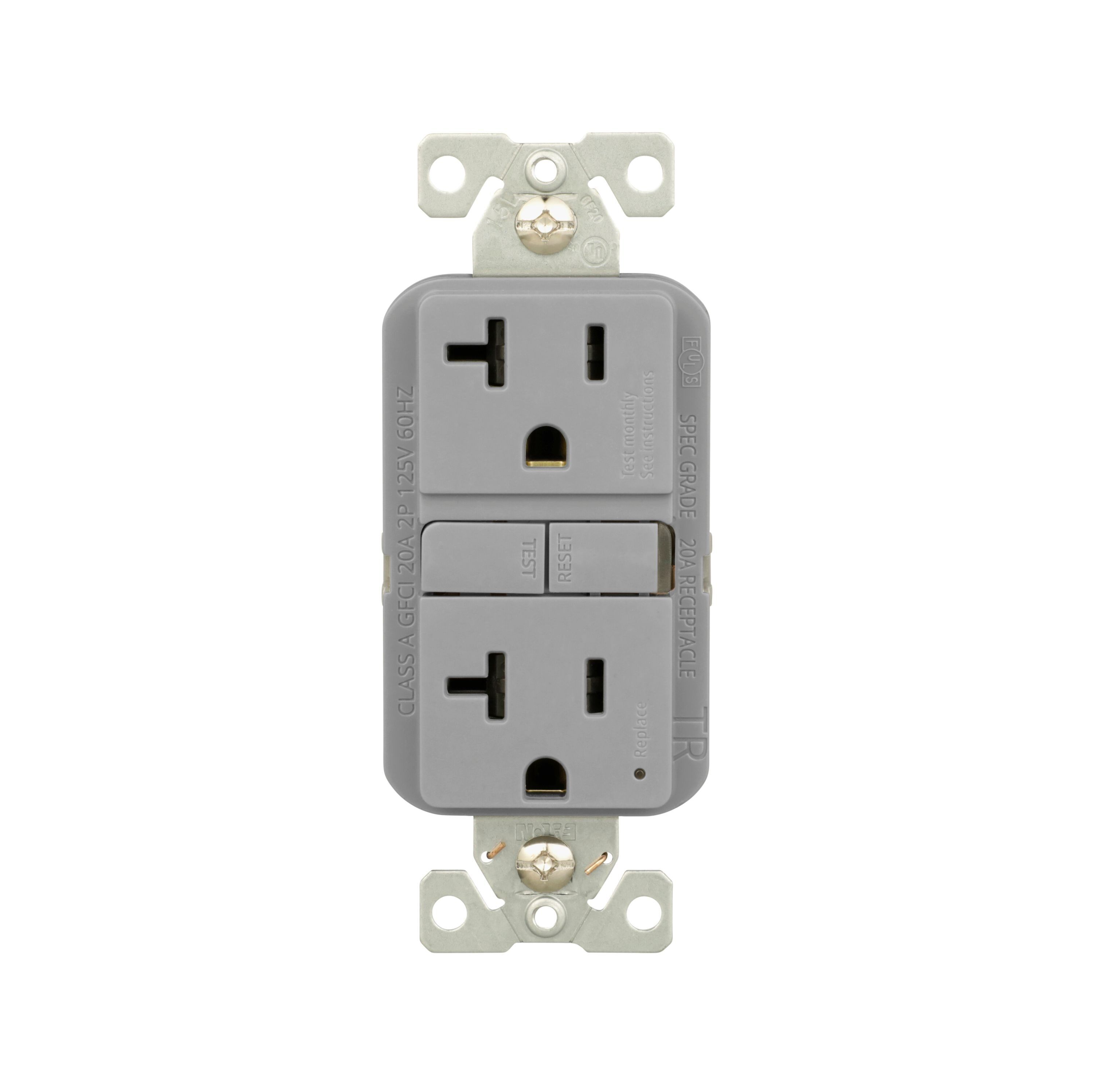 Eaton 20 -Amp 125-volt Tamper Resistant GFCI Residential Decorator Outlet Receptacles , Gray