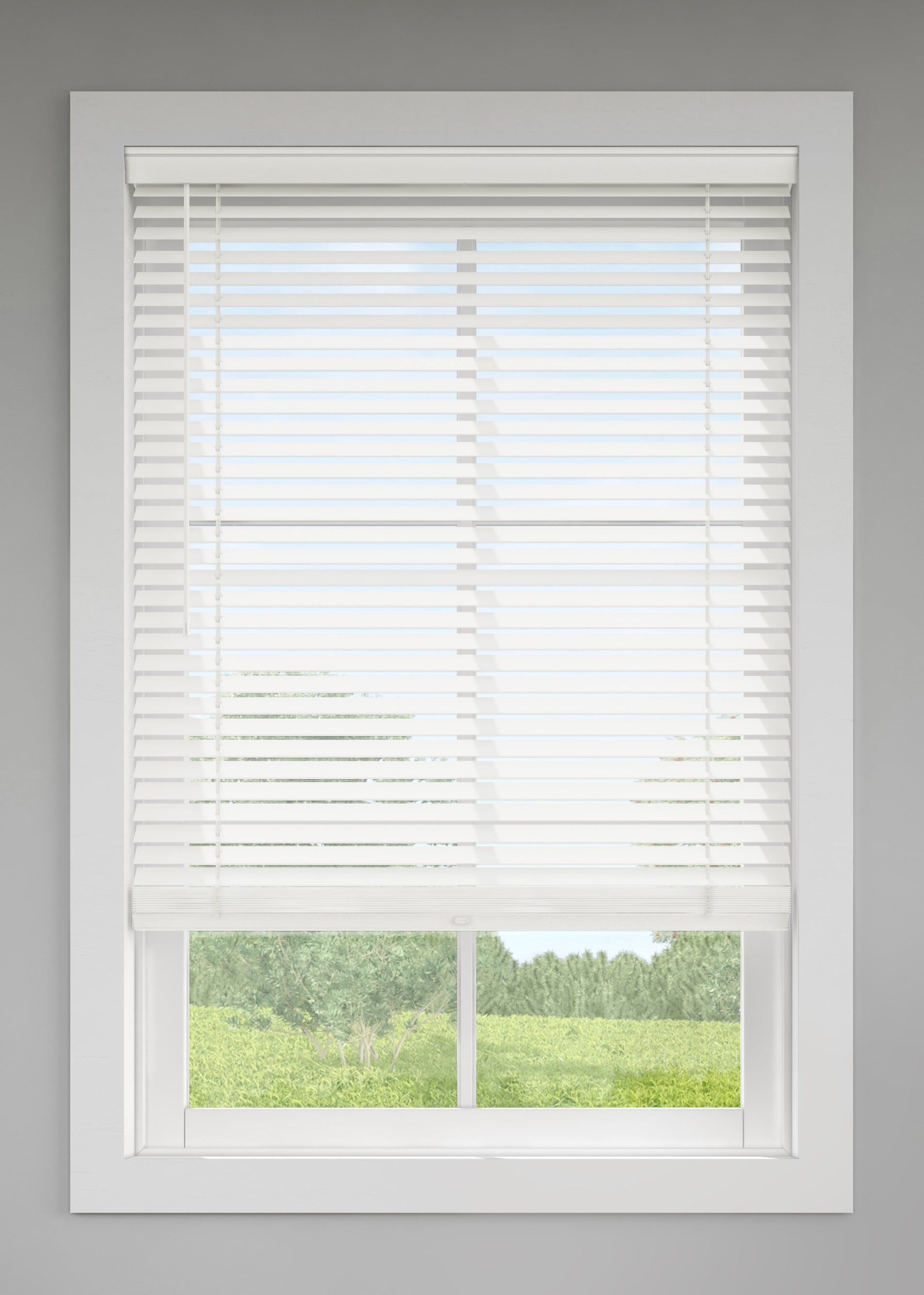 LEVOLOR Trim+Go 2-in Slat Width 39-in x 64-in Cordless White Faux Wood Room Darkening Horizontal Blinds