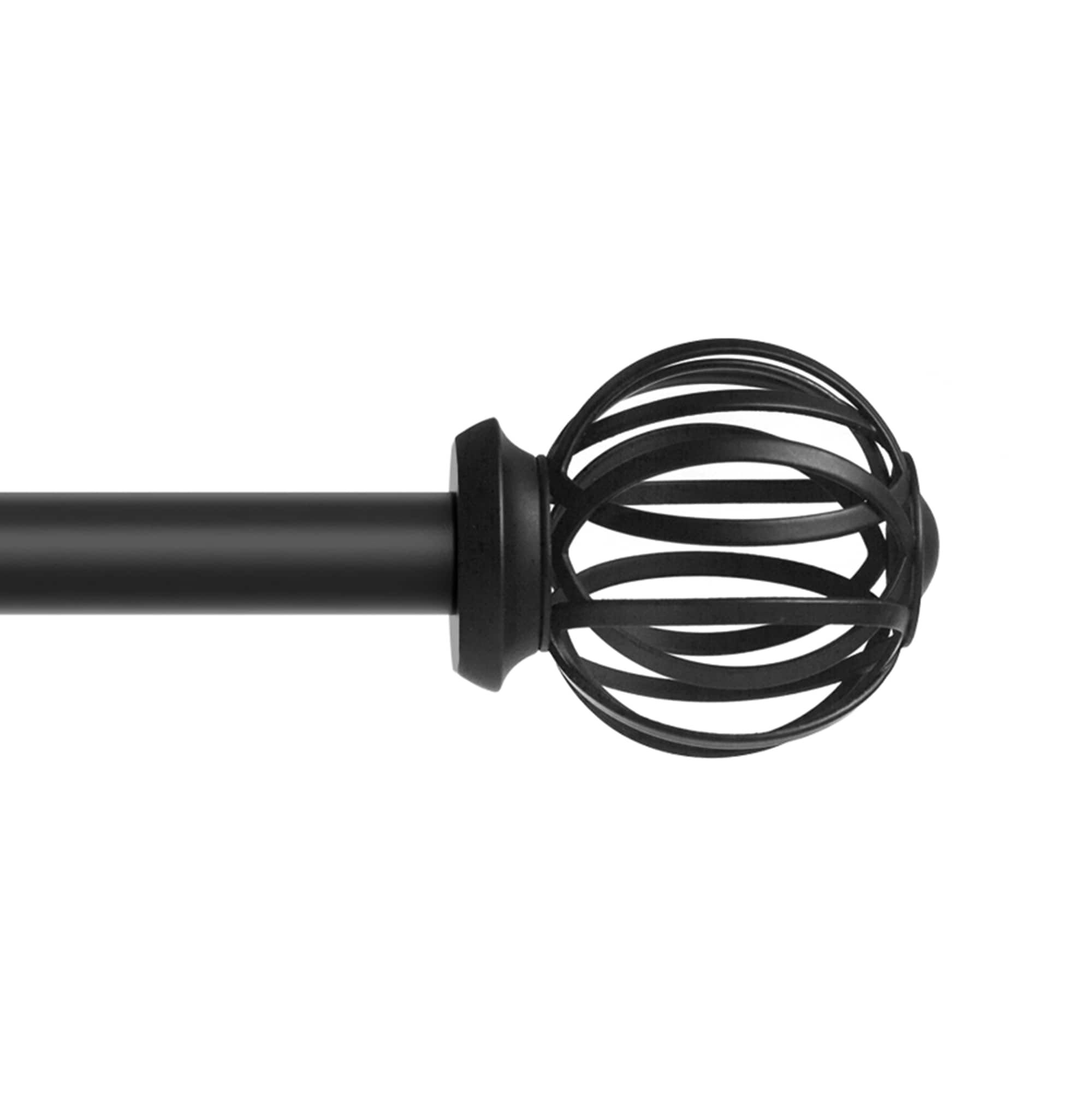 Style Selections Florine 48-in to 84-in Matte Black Steel Single Curtain Rod with Finials